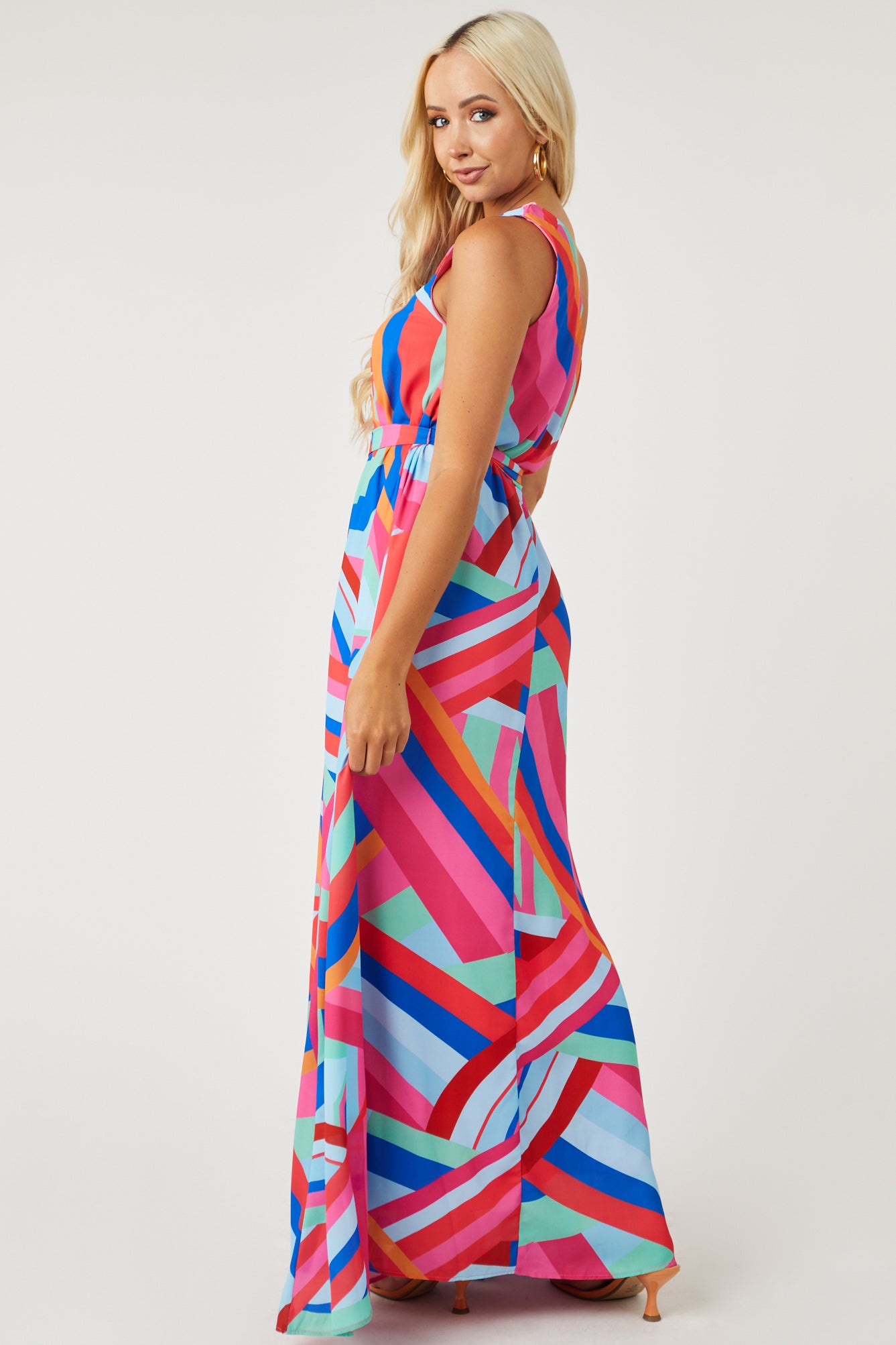 Flying Tomato Bubblegum Print One Shoulder Maxi Dress-Newayad