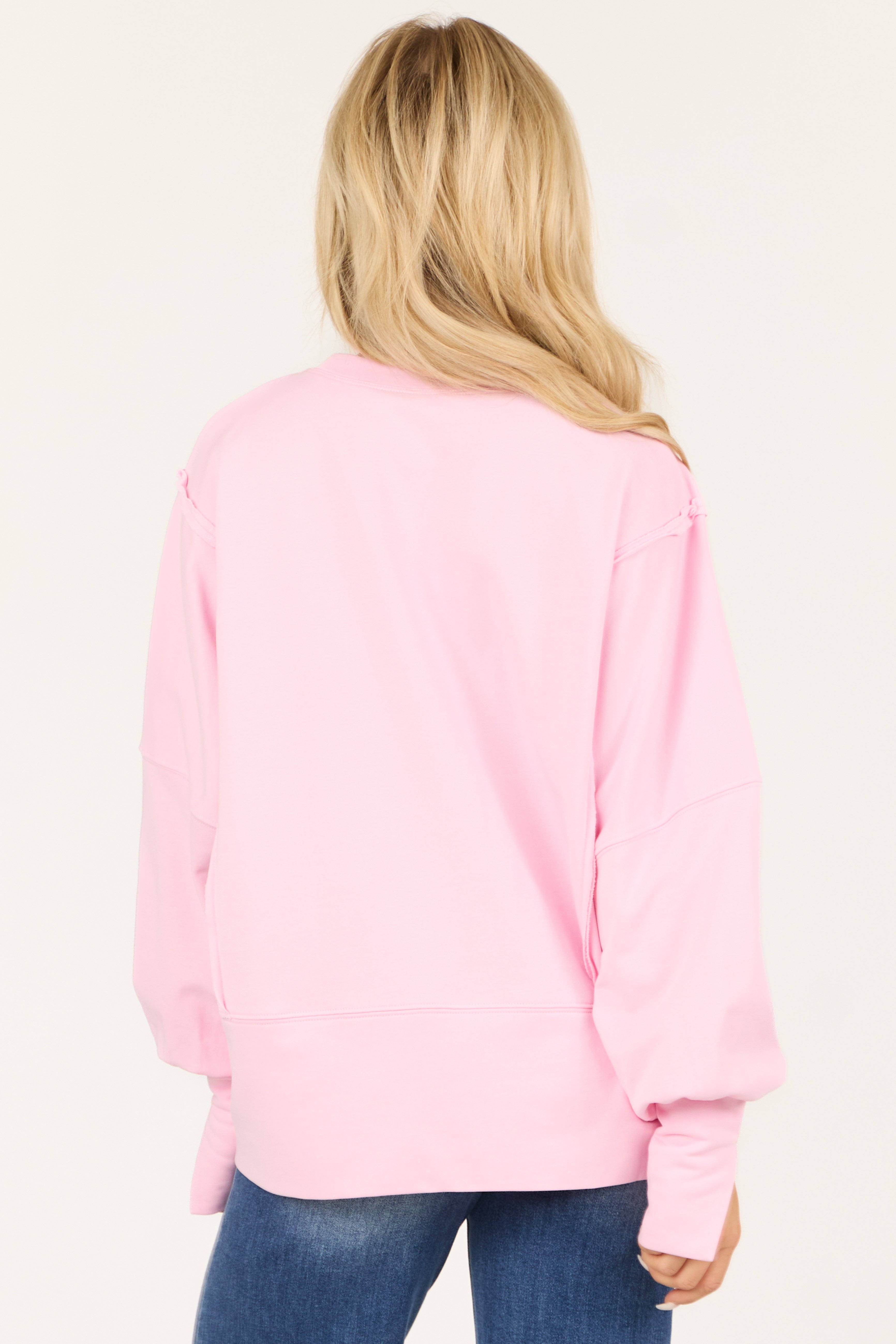 Carnation Champagne Glass Embellished Sweatshirt-Newayad