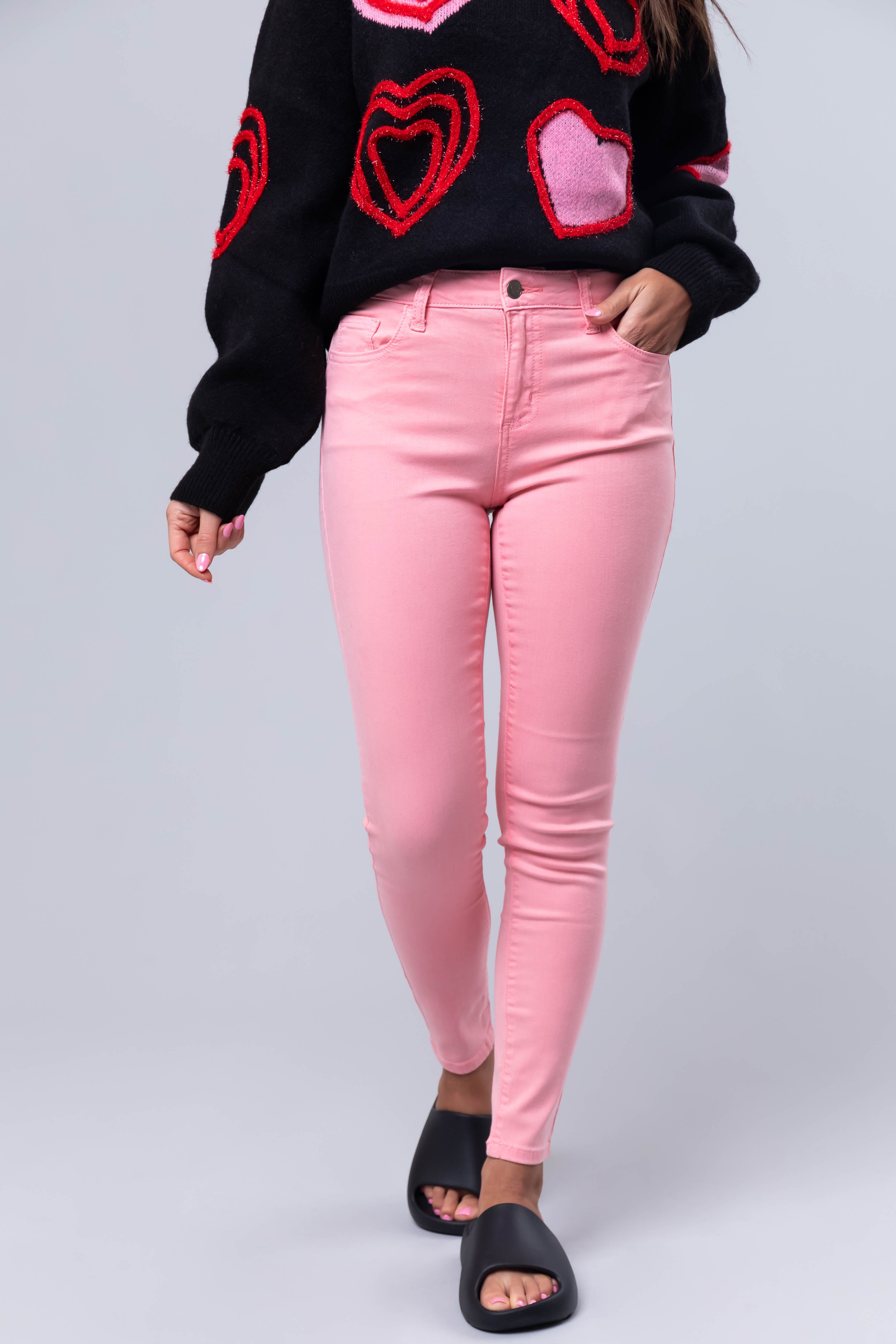 Cello Bubblegum Mid Rise Ankle Skinny Jeans-Newayad