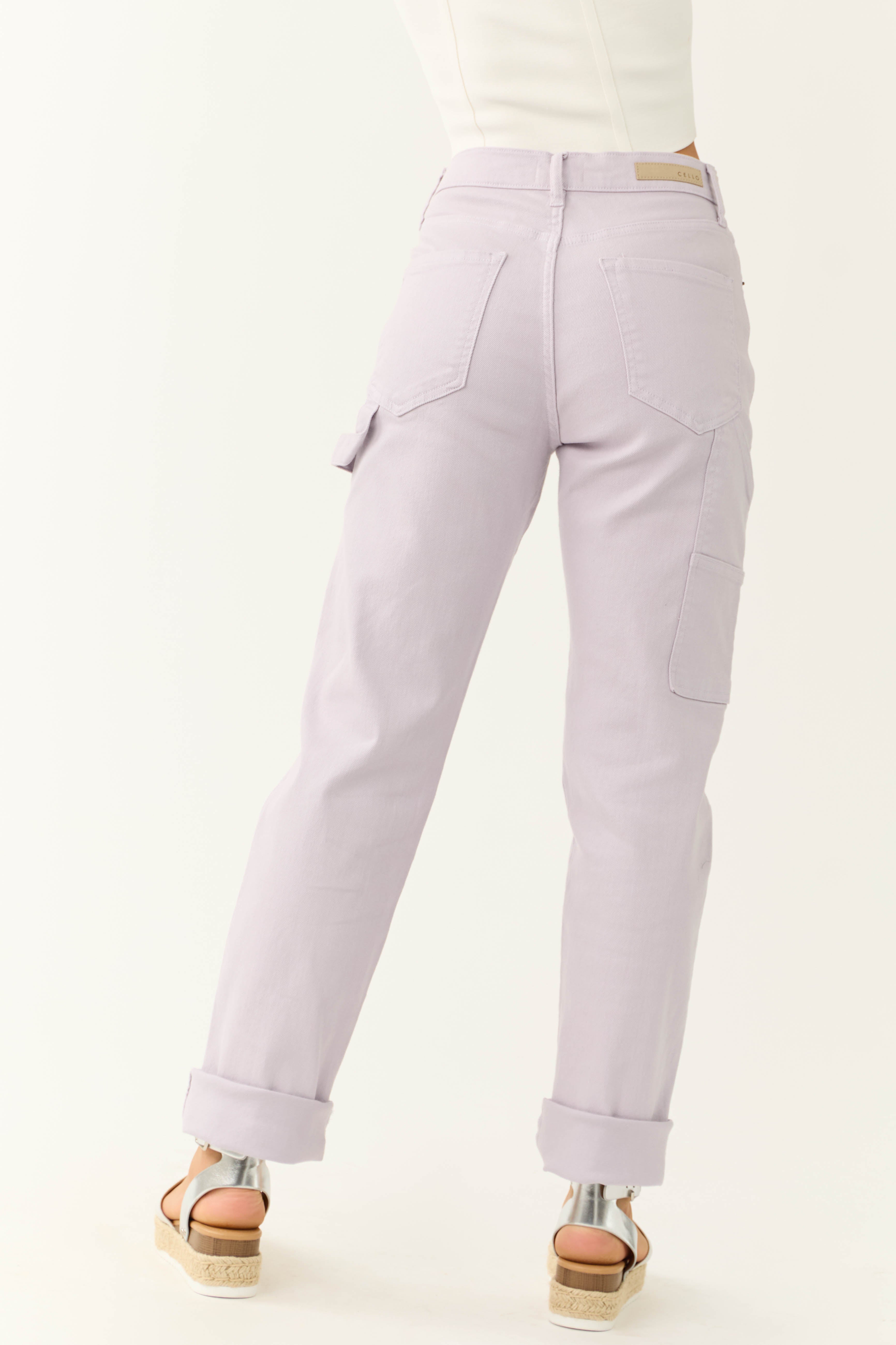 Cello Lavender Mid Rise Baggy Carpenter Jeans-Newayad
