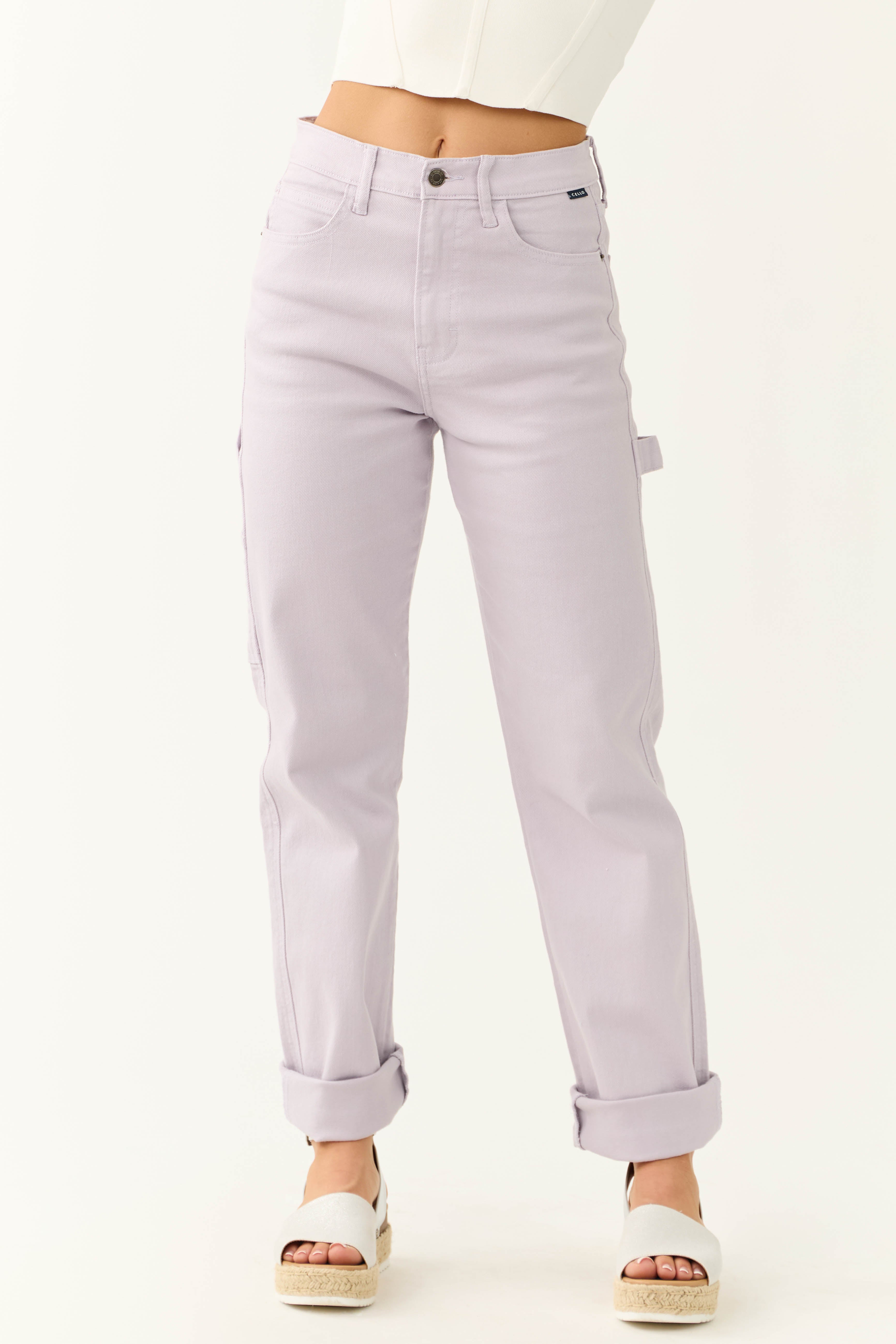 Cello Lavender Mid Rise Baggy Carpenter Jeans-Newayad