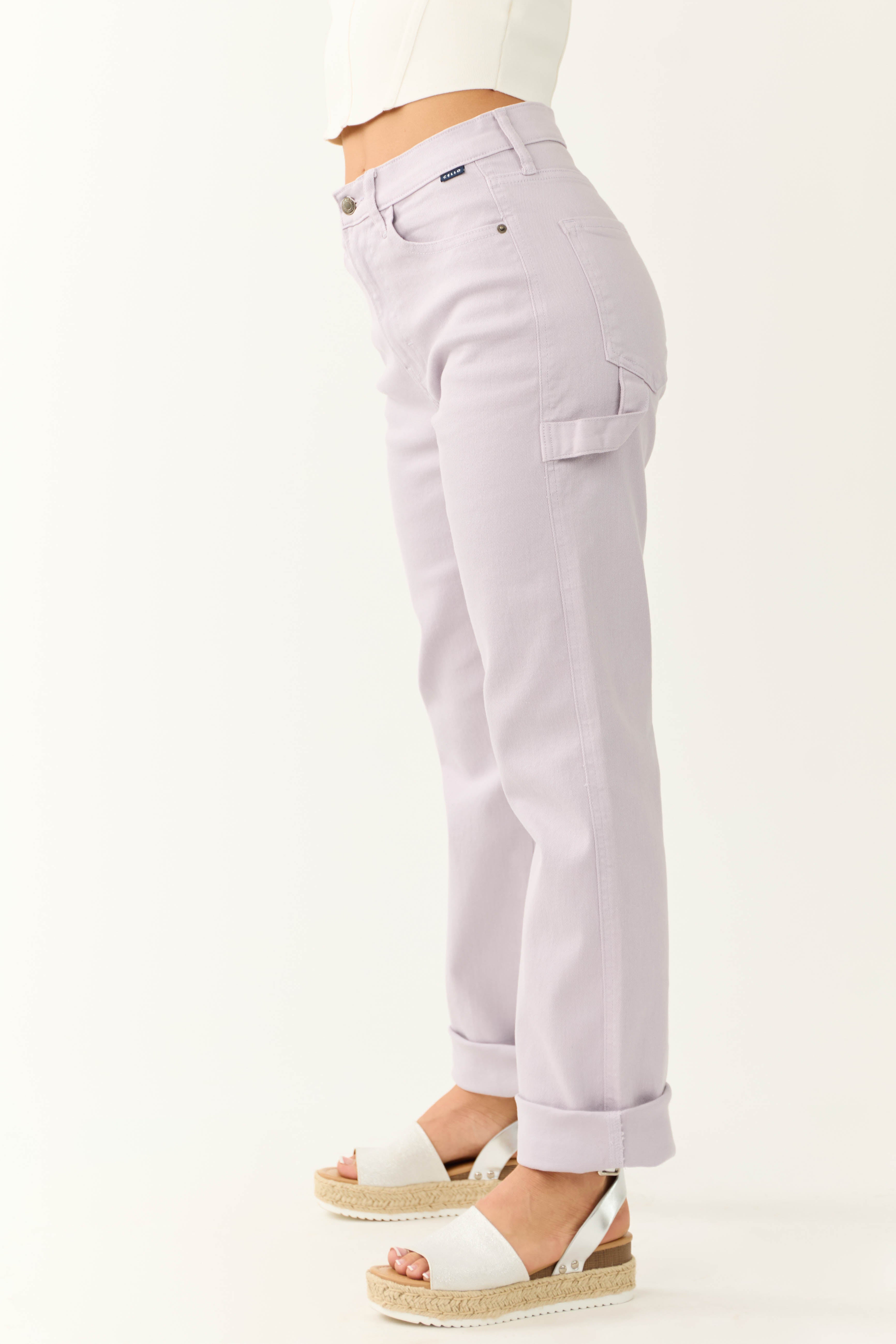 Cello Lavender Mid Rise Baggy Carpenter Jeans-Newayad