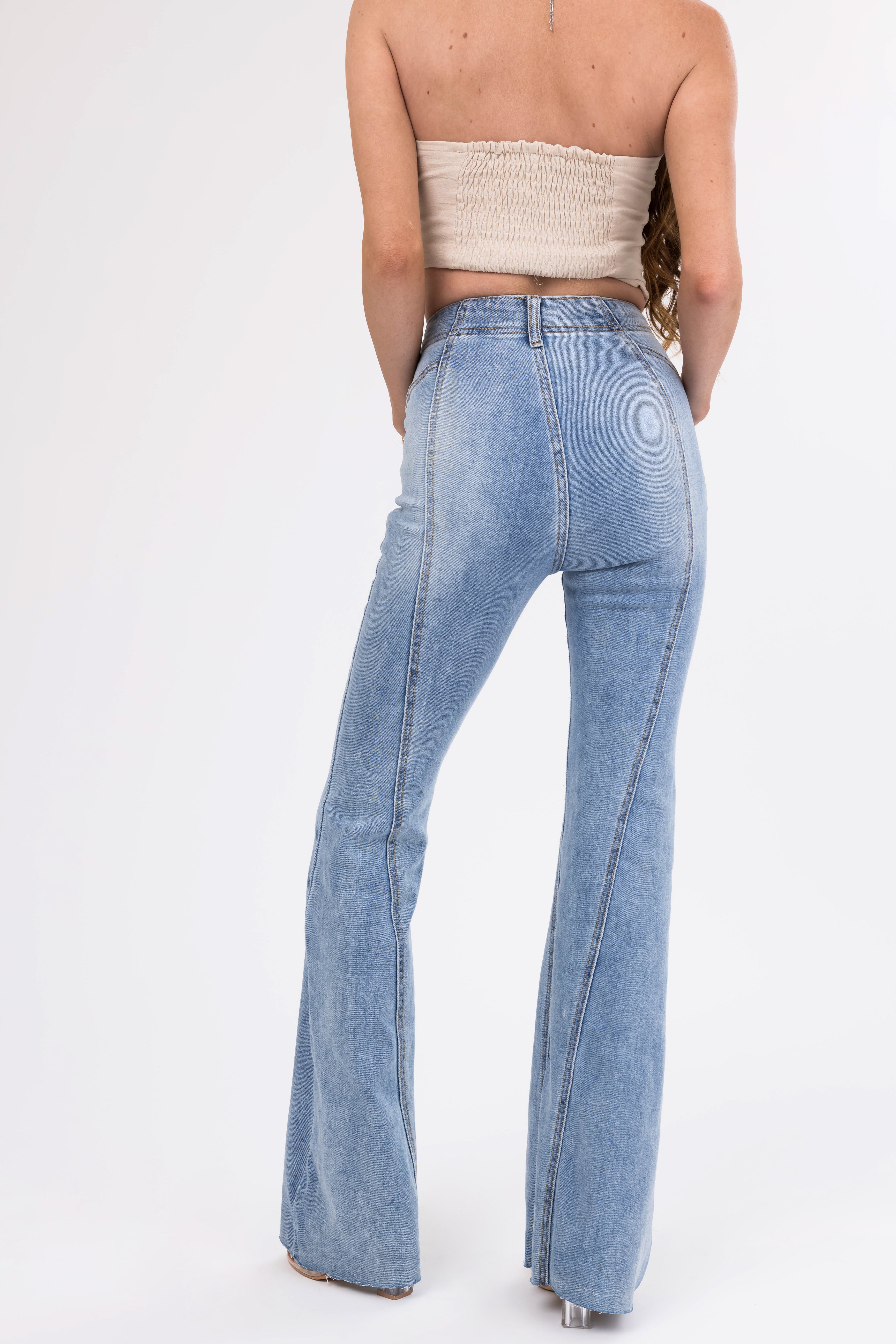 Cello Medium Wash 70s Fit and Flare Jeans-Newayad