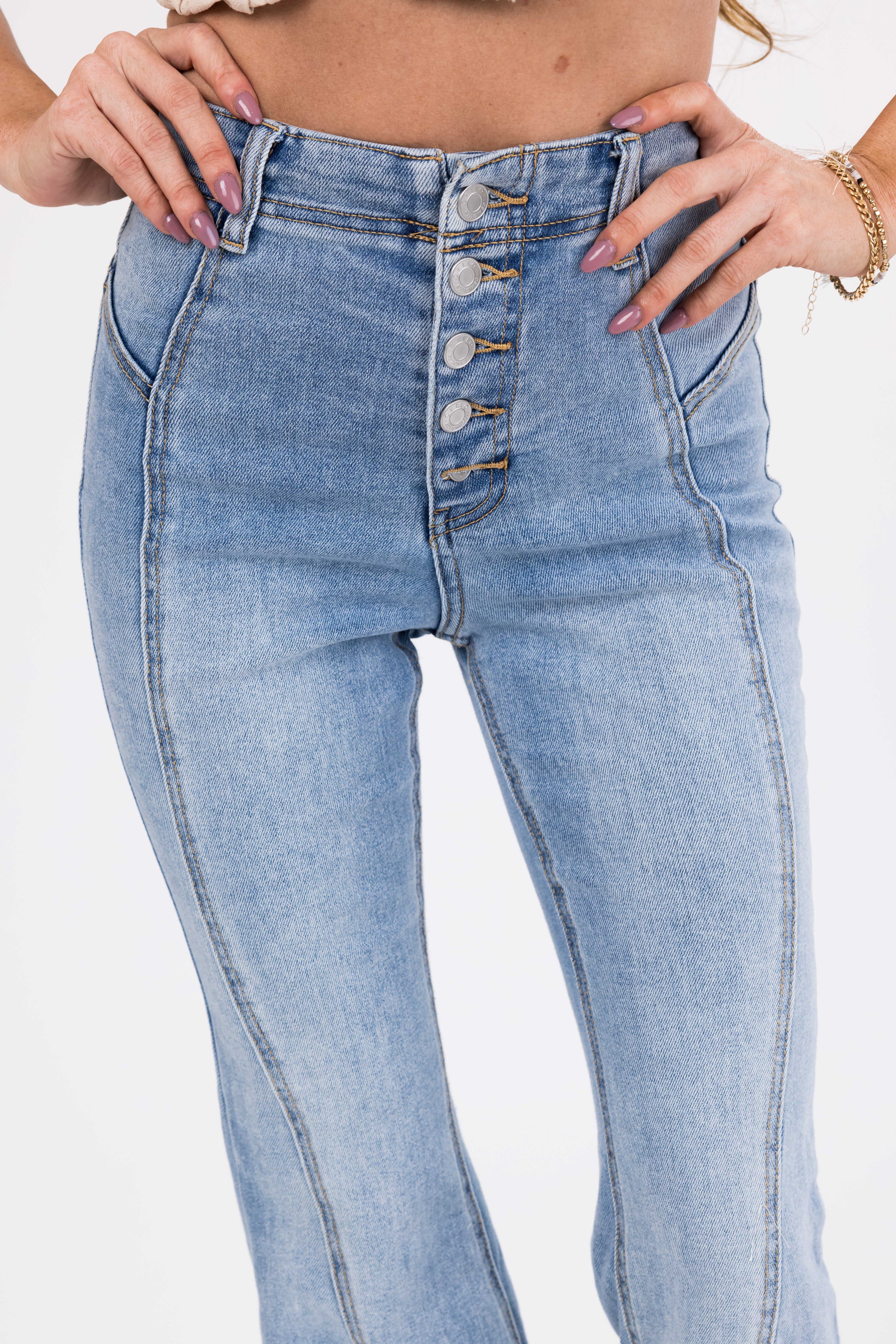 Cello Medium Wash 70s Fit and Flare Jeans-Newayad