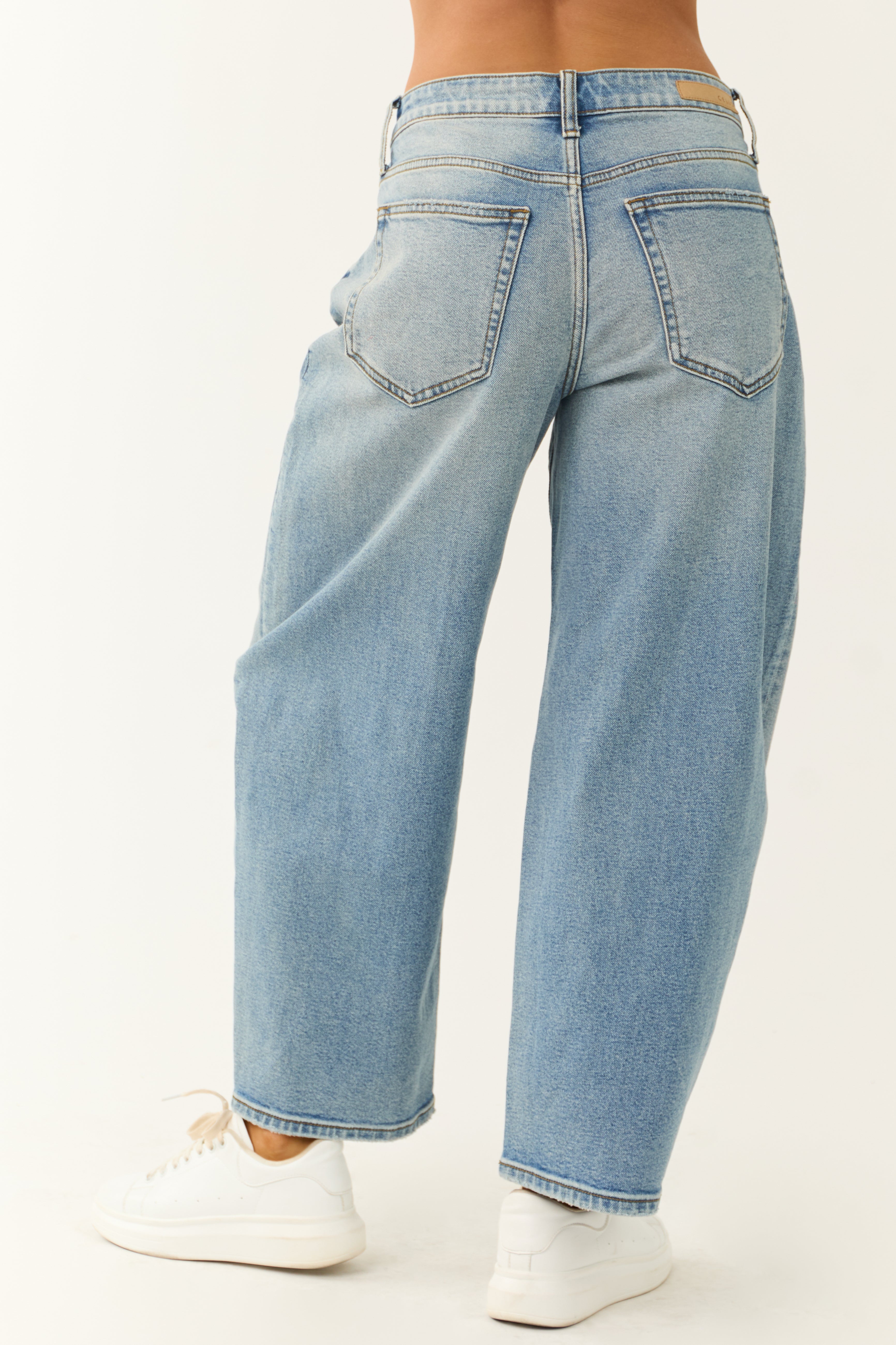 Cello Medium Wash High Rise Barrel Jeans-Newayad