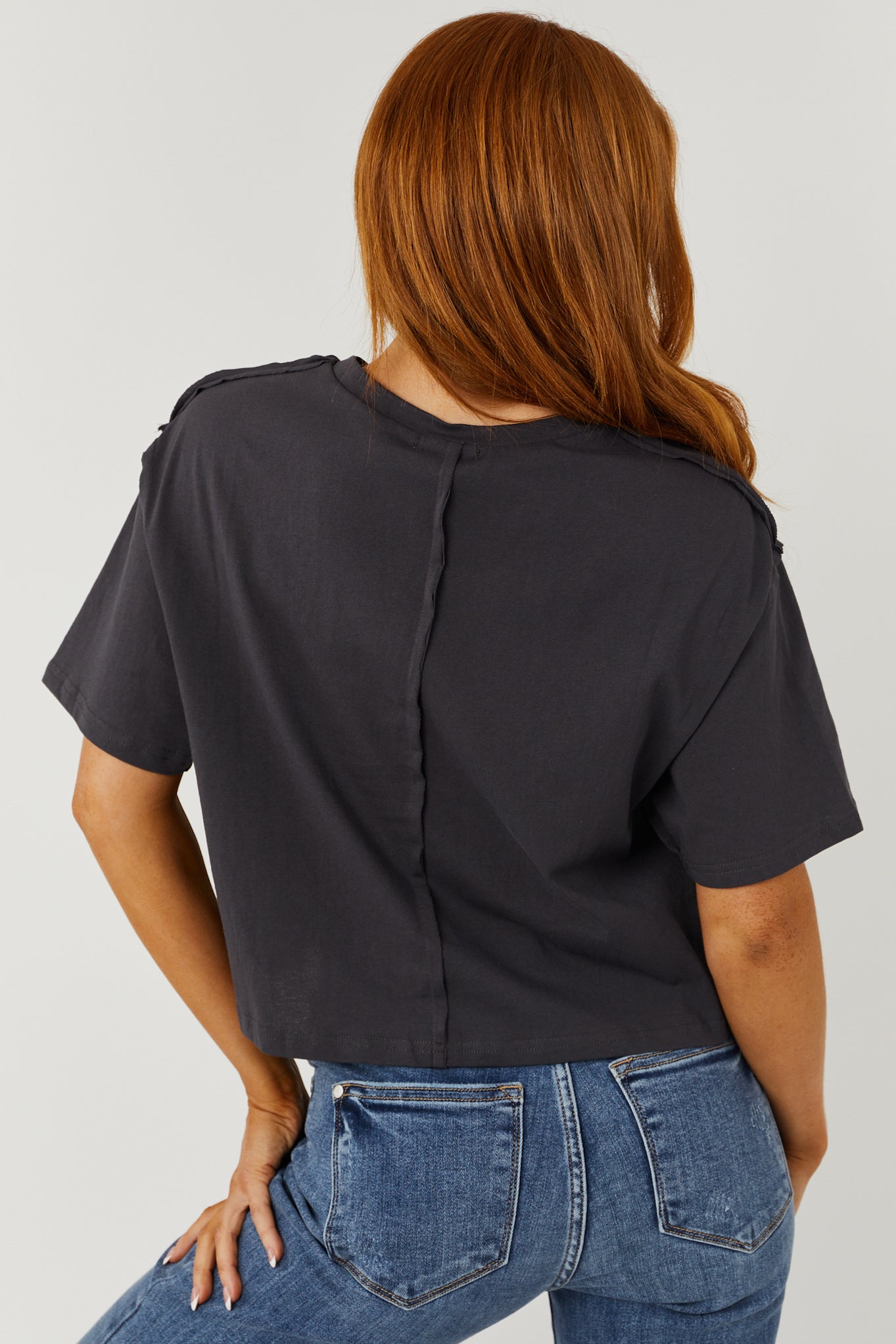 Charcoal 'In Dolly We Trust' Graphic Crop Top-Newayad