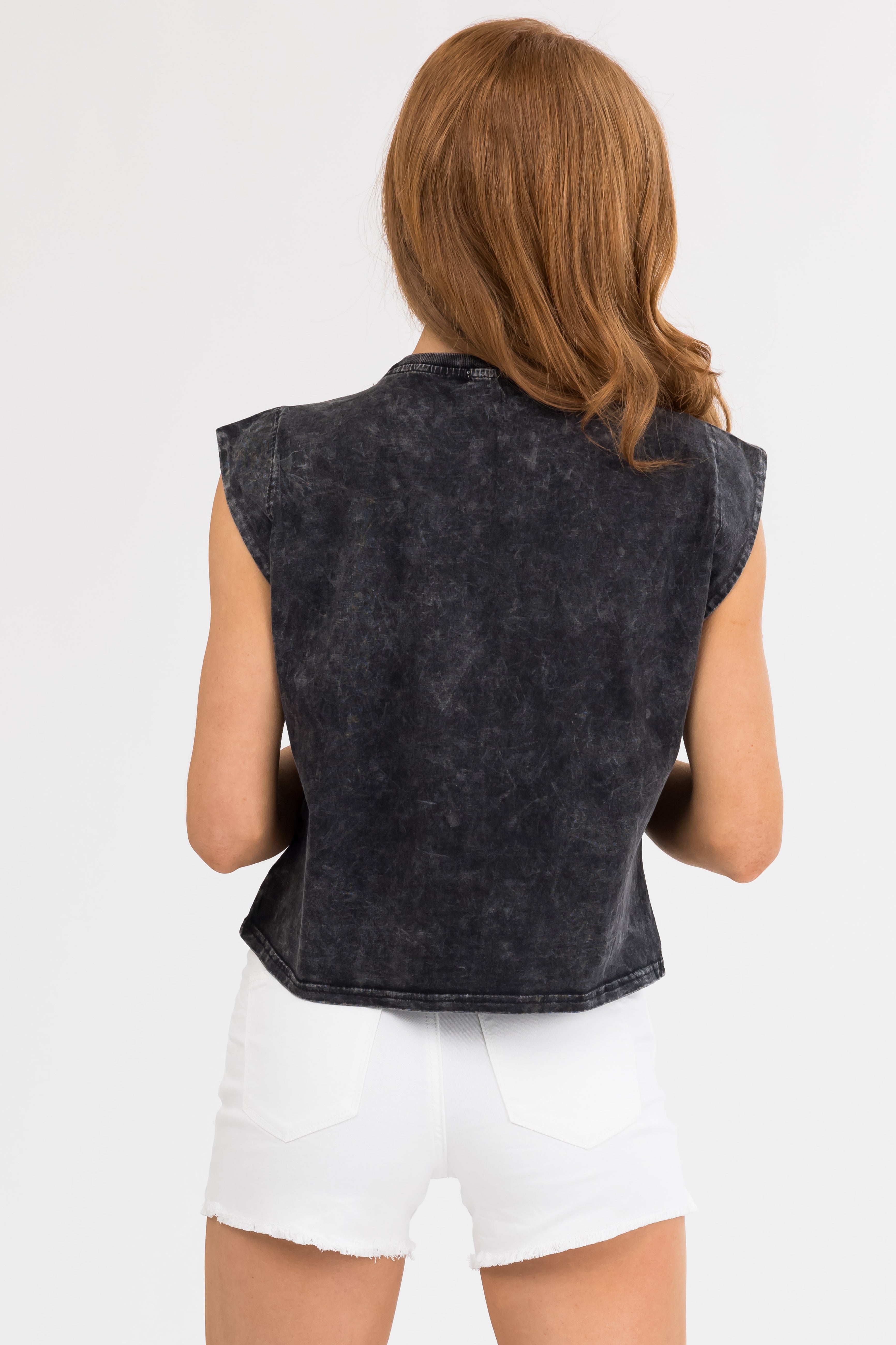 Charcoal Washed 'Rock N' Roll' Graphic Top-Newayad