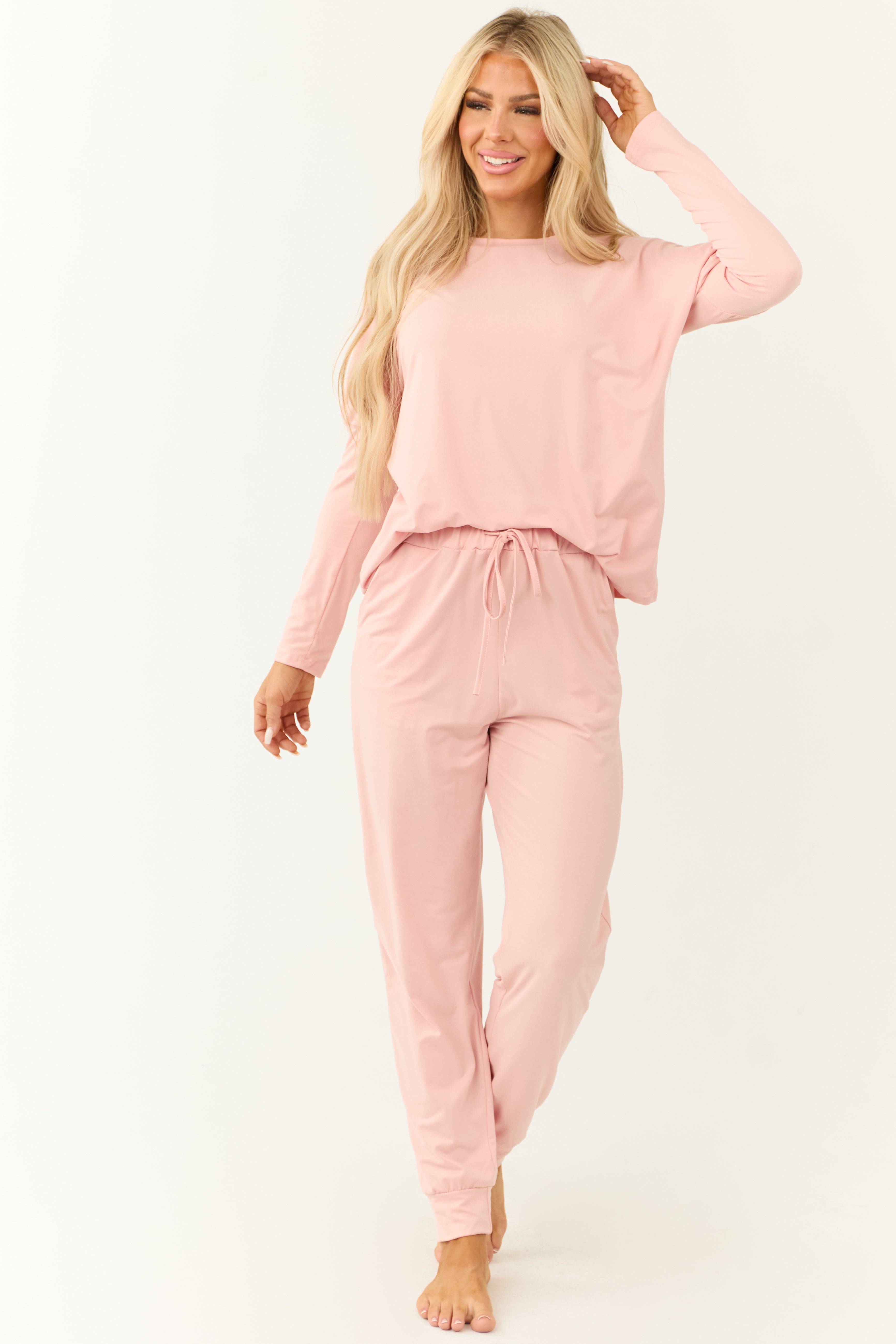 Cherry Blossom Long Sleeve Jogger Set-Newayad