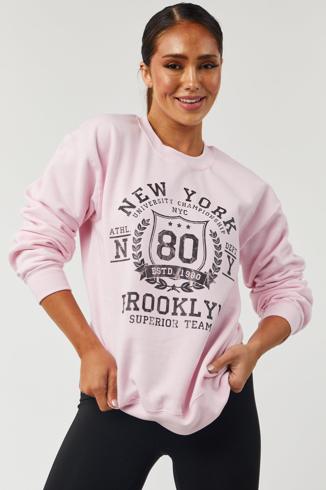 Cherry Blossom 'New York Brooklyn' Graphic Sweatshirt-Newayad