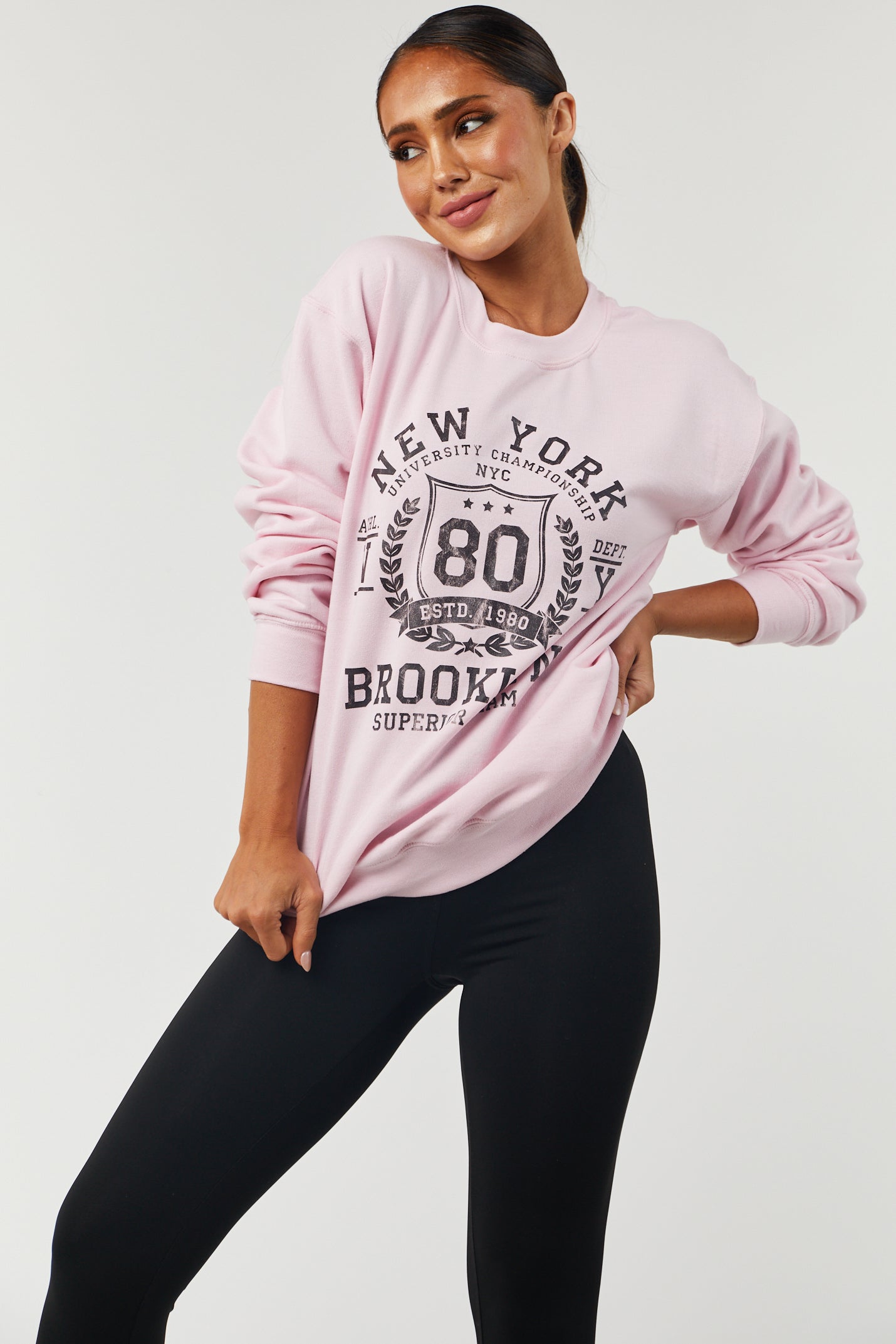 Cherry Blossom 'New York Brooklyn' Graphic Sweatshirt-Newayad