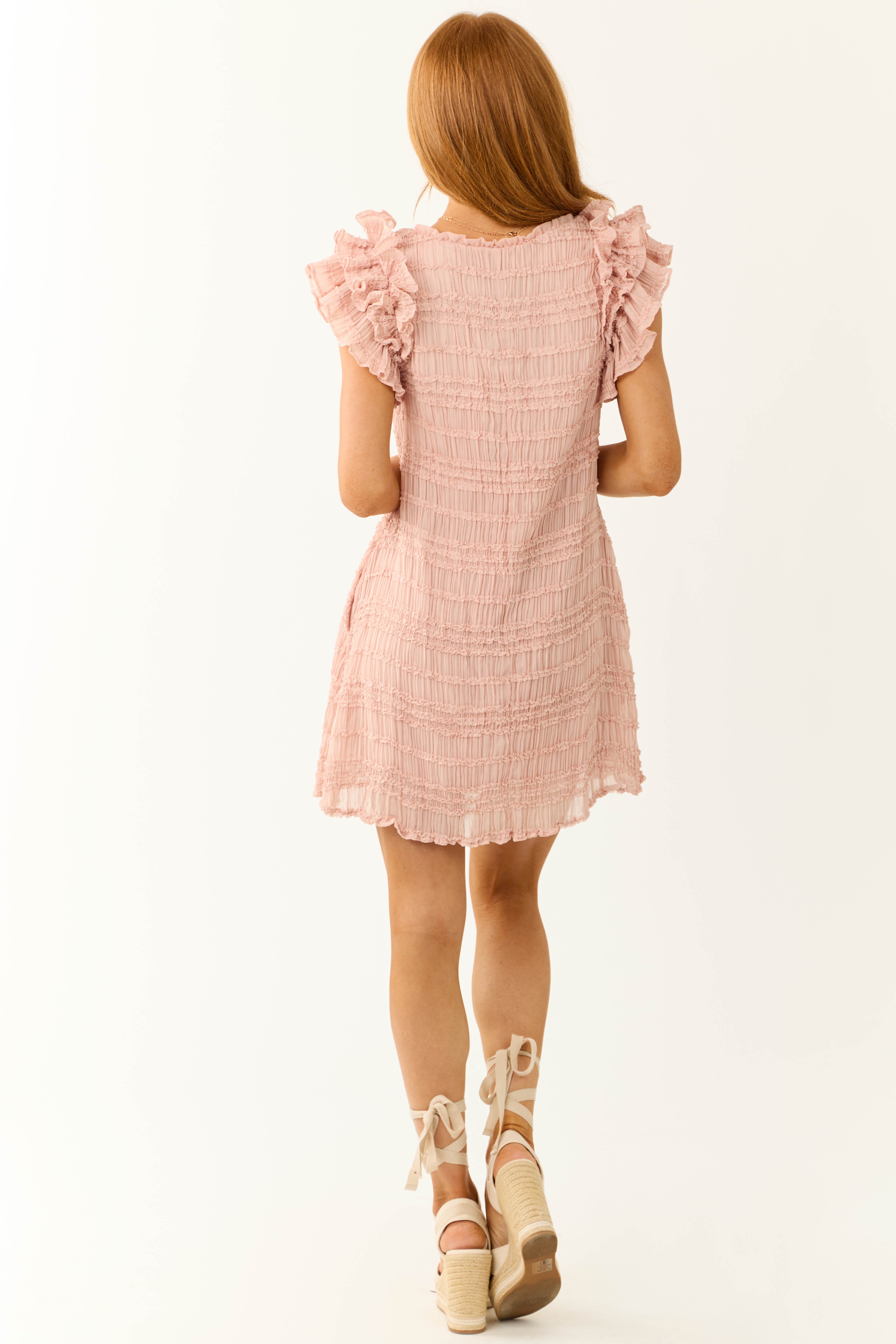 Cherry Blossom Ruffle Short Sleeve Mini Dress-Newayad