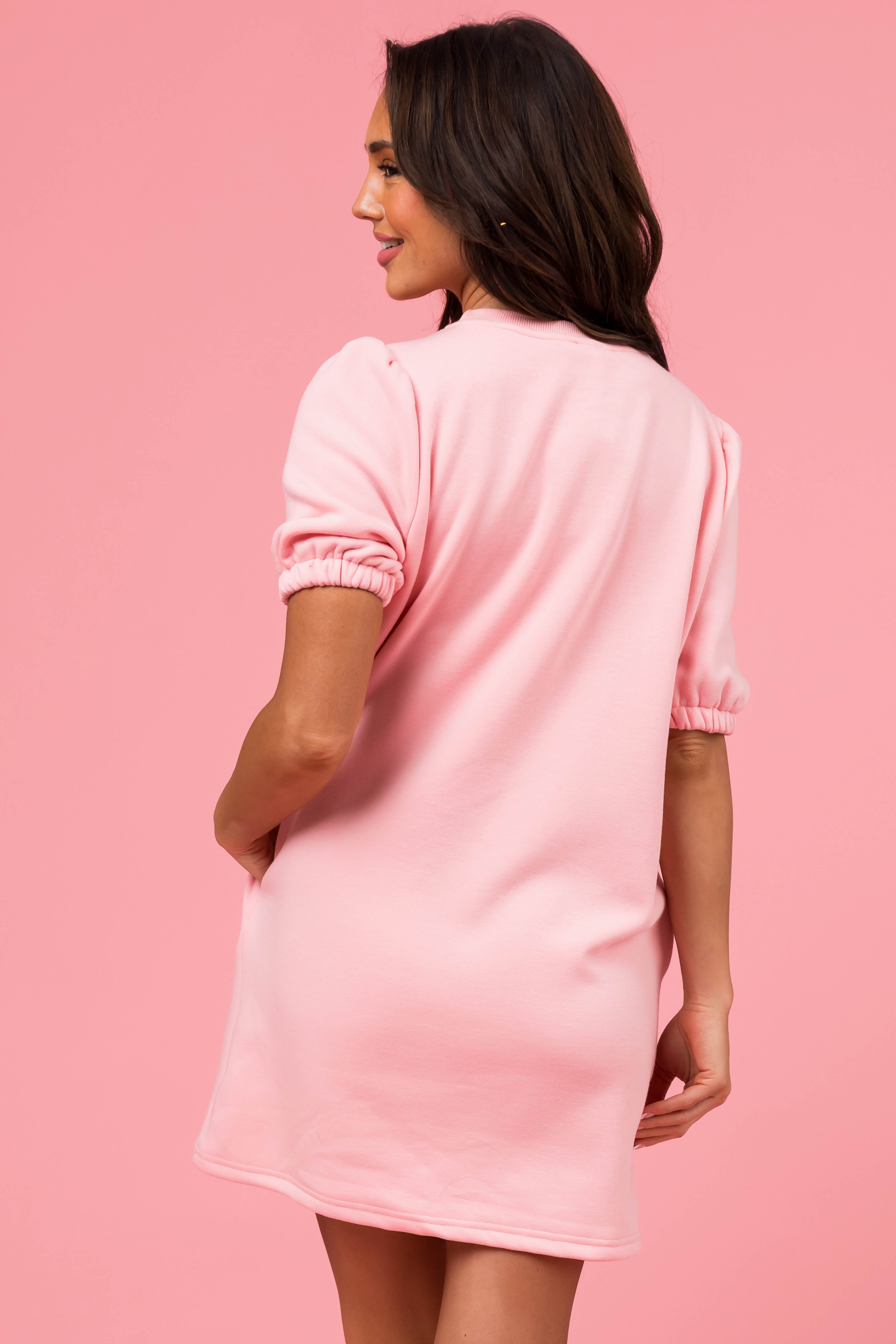 Cherry Blossom 'XOXO' Half Sleeve Fleece Dress-Newayad
