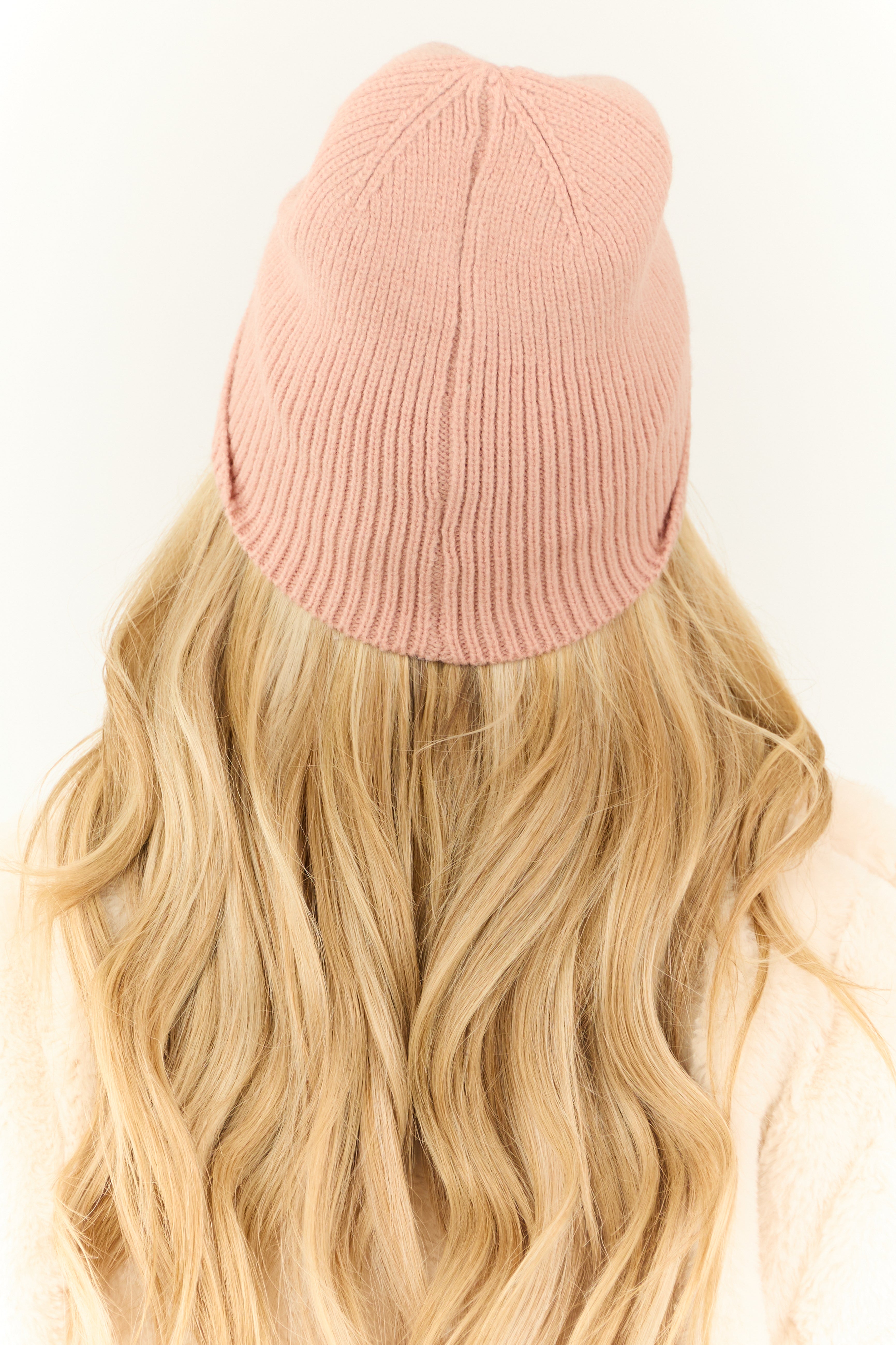 Cherry Blossom Front Fold Ribbed Knit Beanie-Newayad