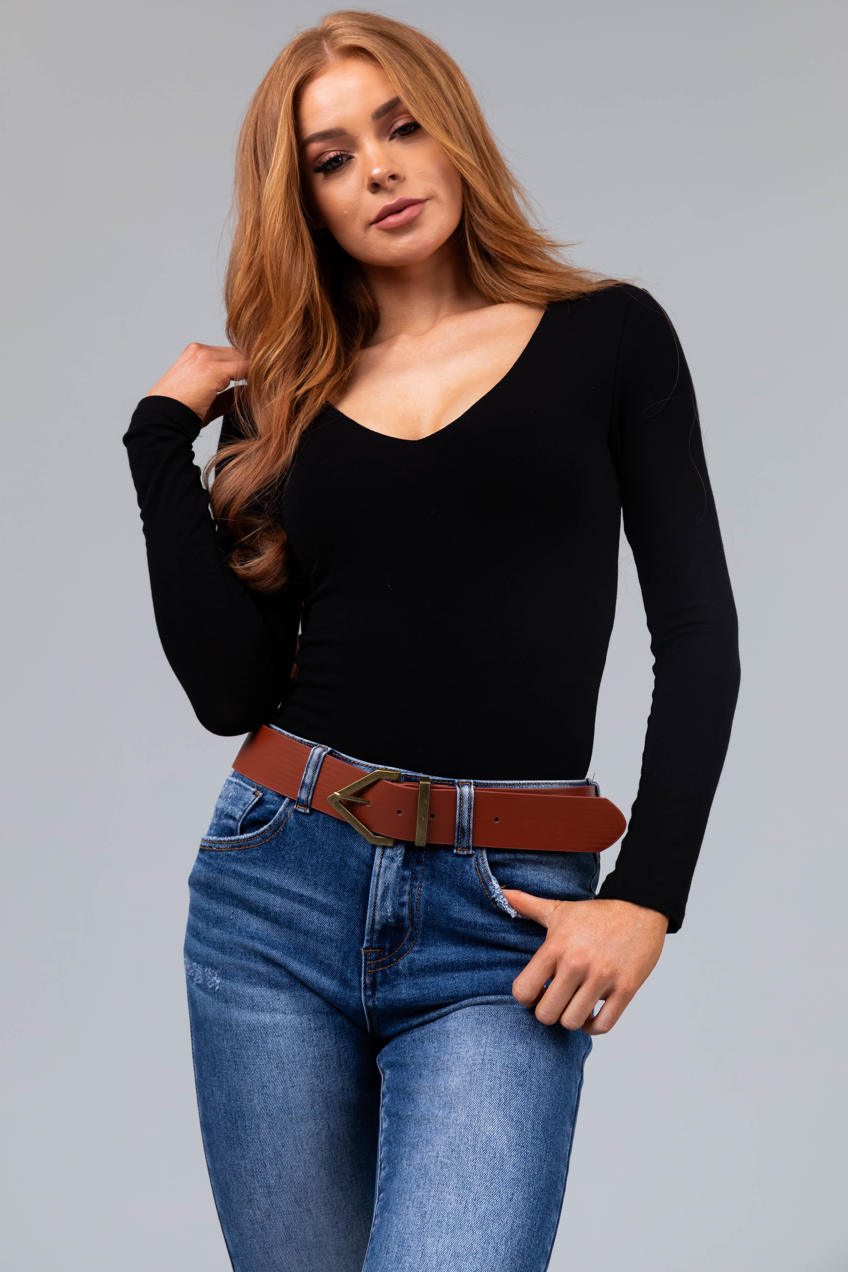 Cinnamon Diamond Pointed Buckle Belt-Newayad