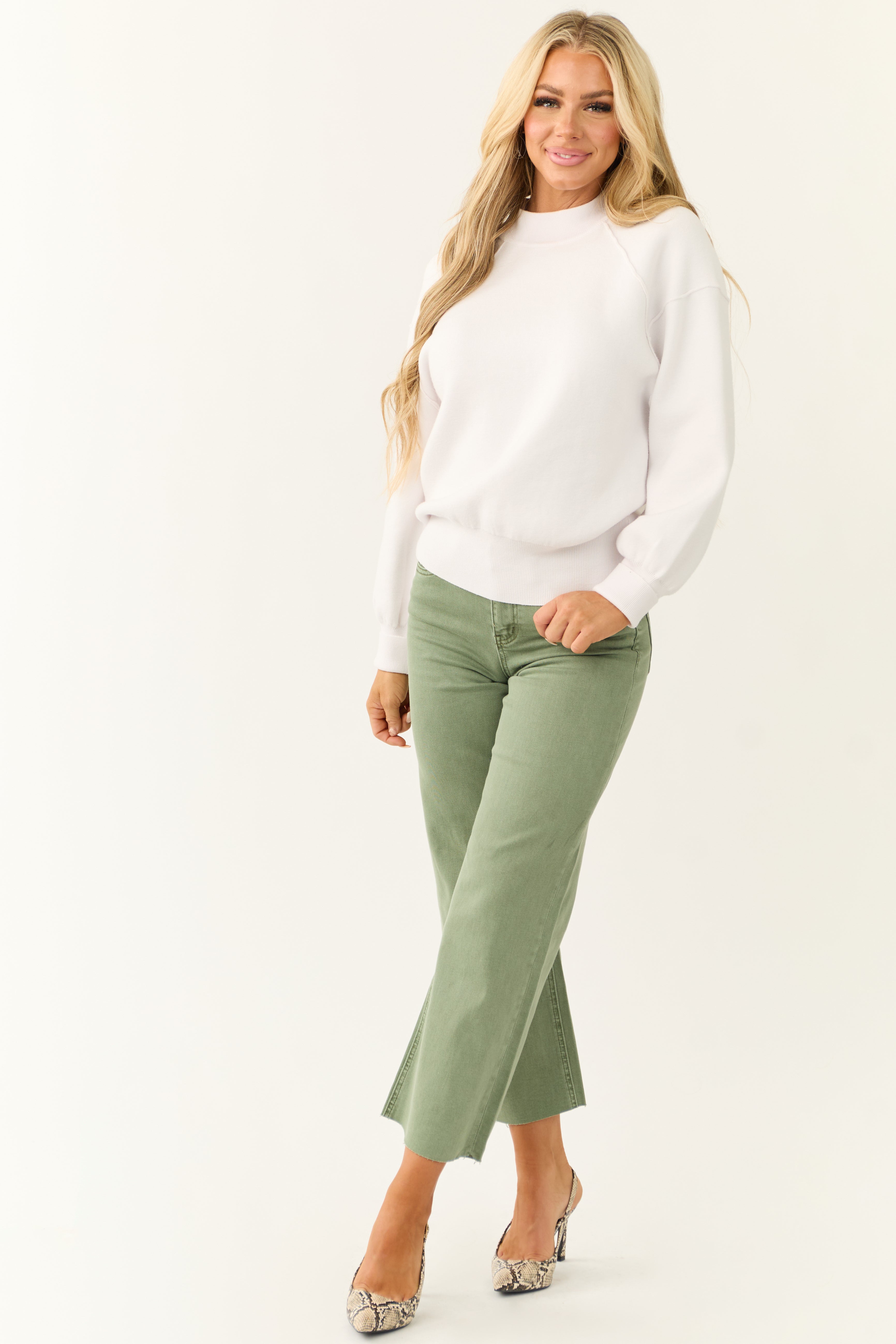 Cloud Grey Mock Neck Exposed Seam Sweater-Newayad