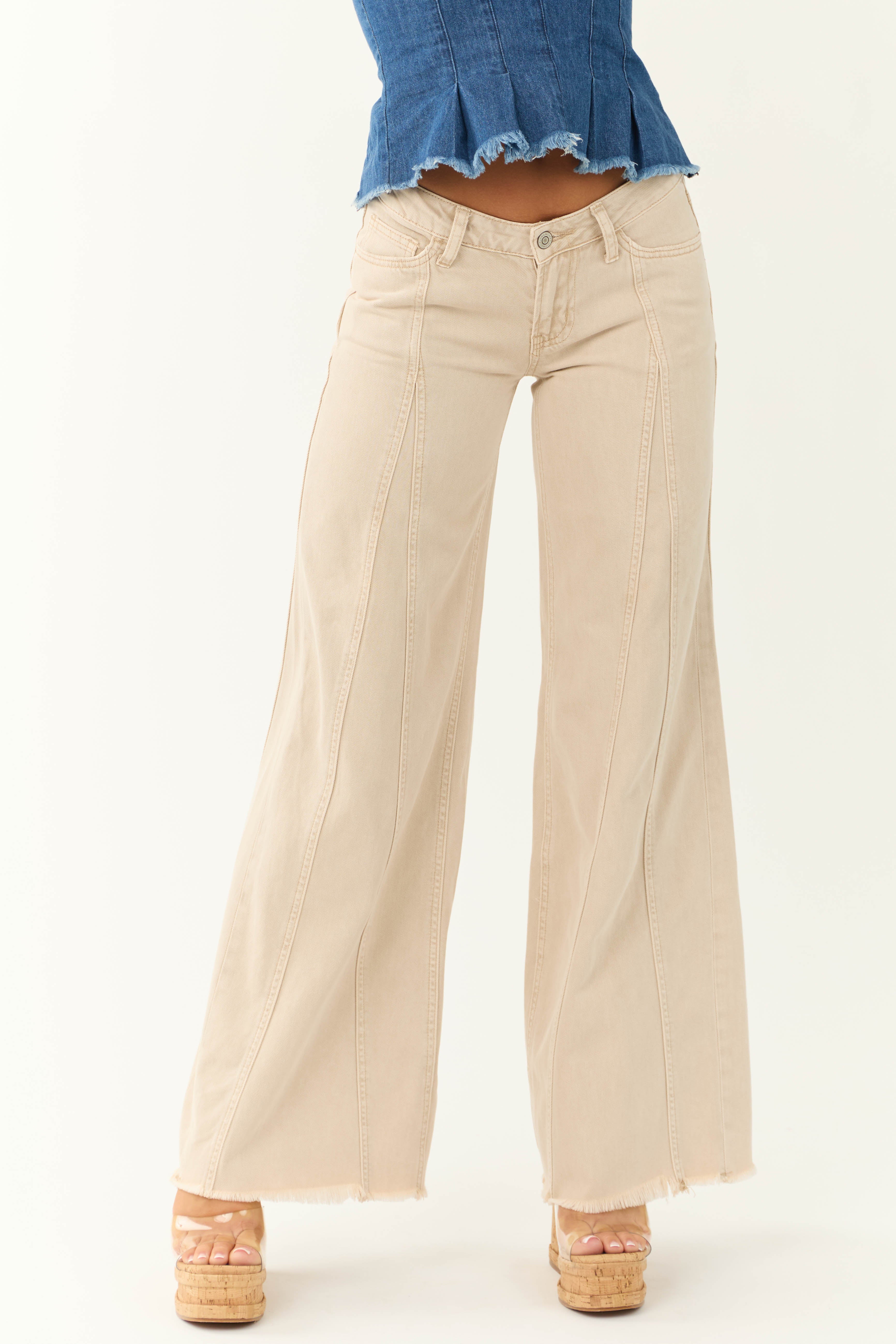 Flying Monkey Coconut Low Rise Wide Leg Baggy Jeans-Newayad