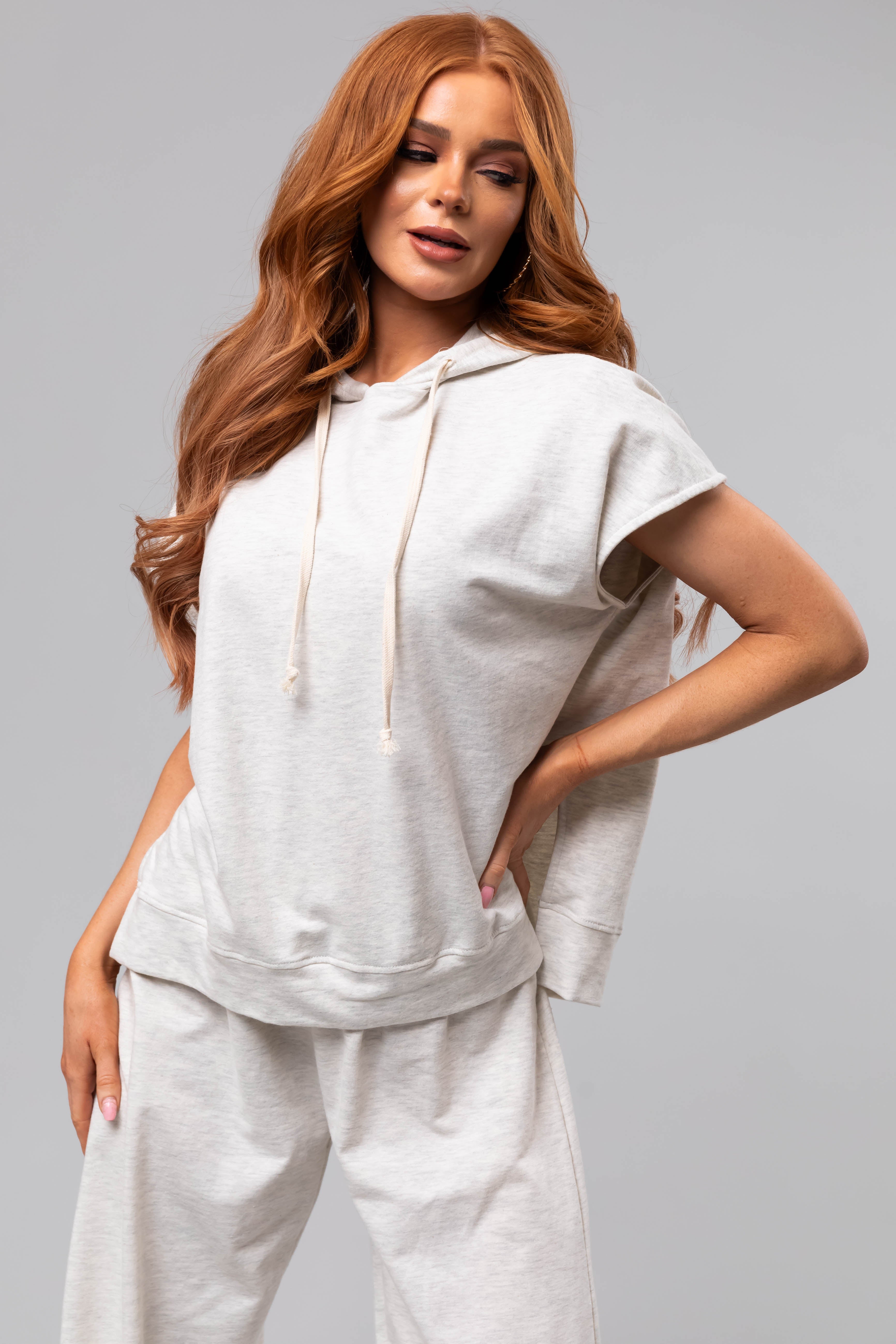 Coconut Short Sleeve Hooded Lounge Set-Newayad