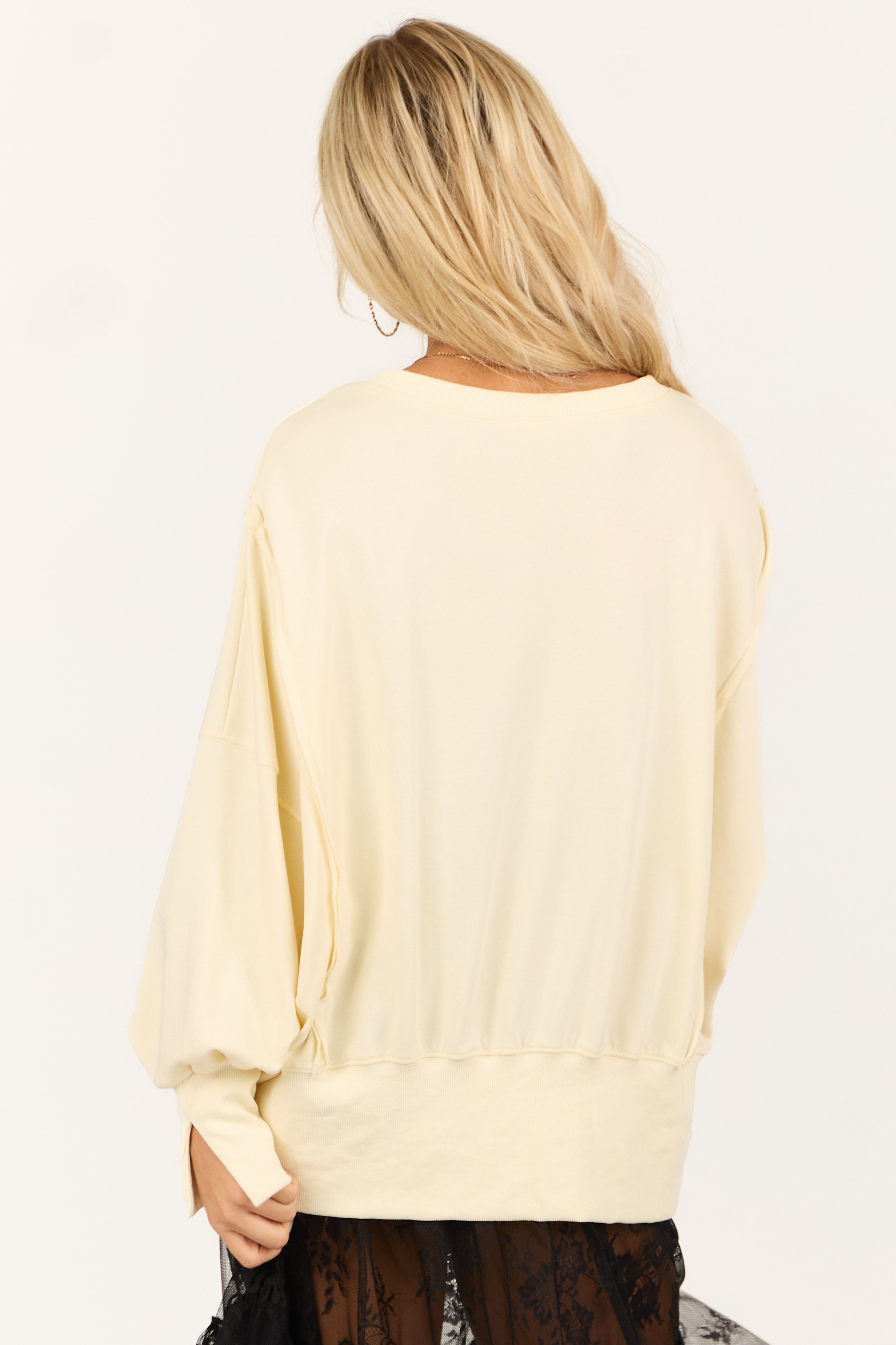 Cream 'New York' Graphic Oversized Sweatshirt-Newayad