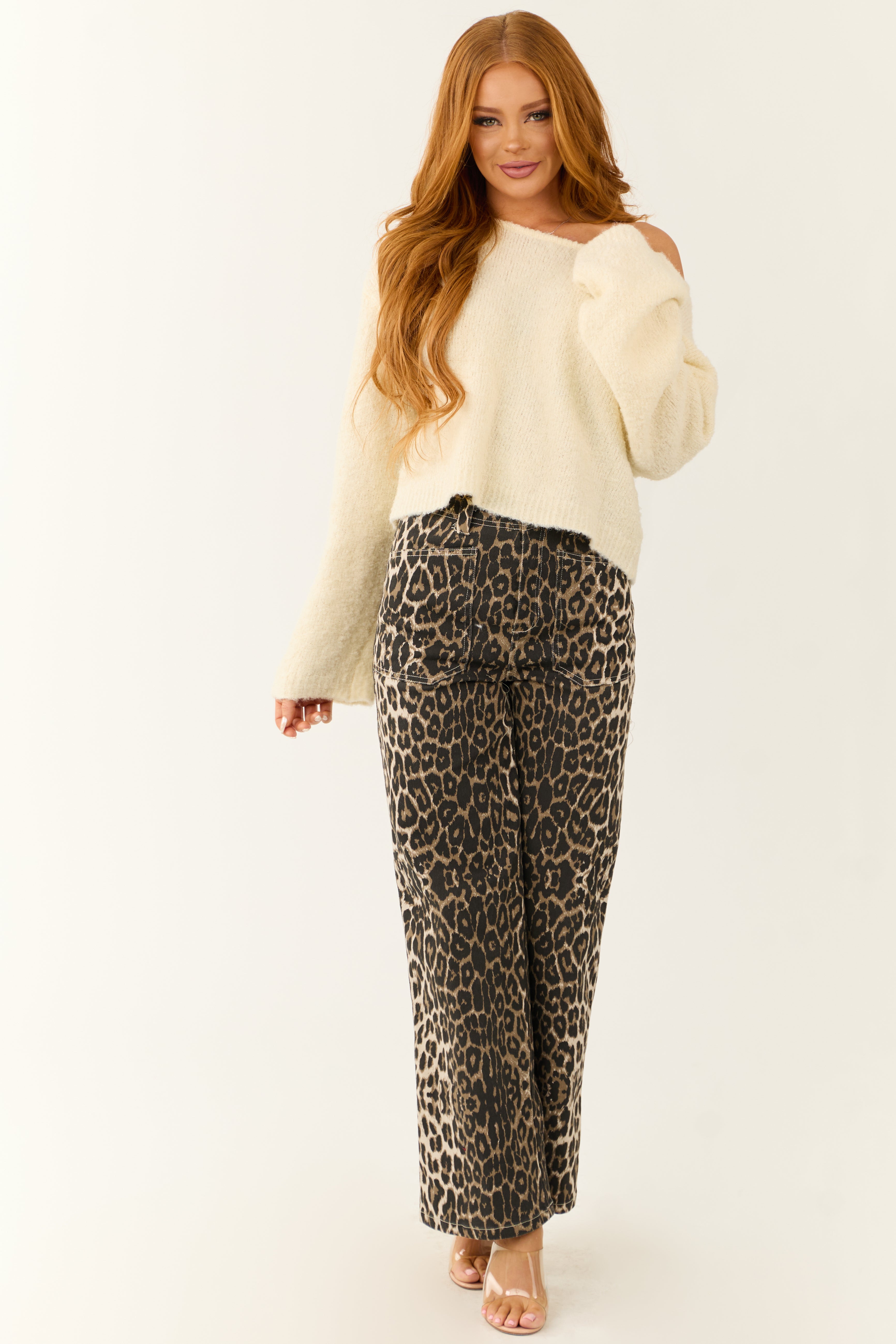 Cream Textured Knit Boatneck Sweater-Newayad