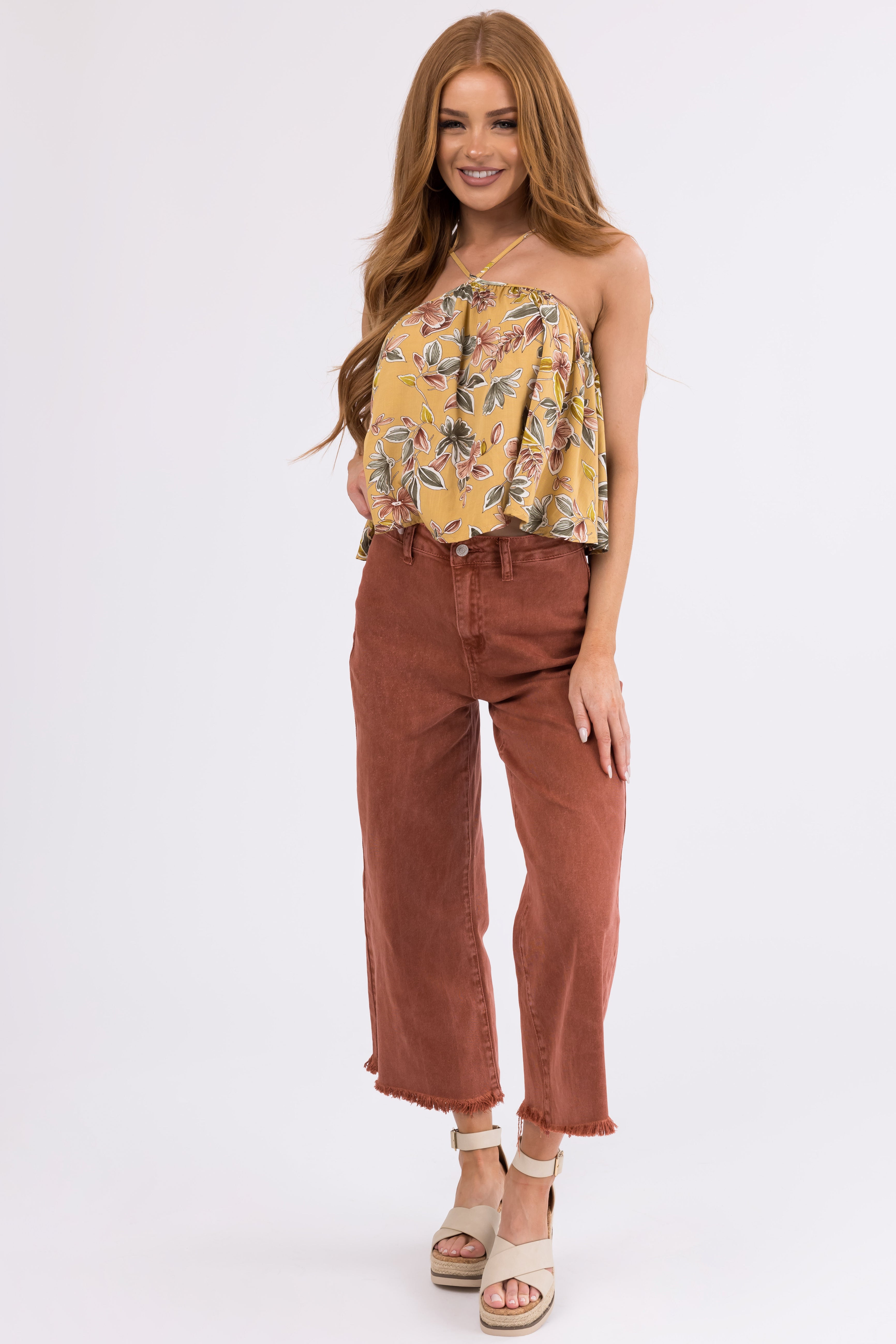 Dark Ginger Acid Wash Straight Jeans-Newayad