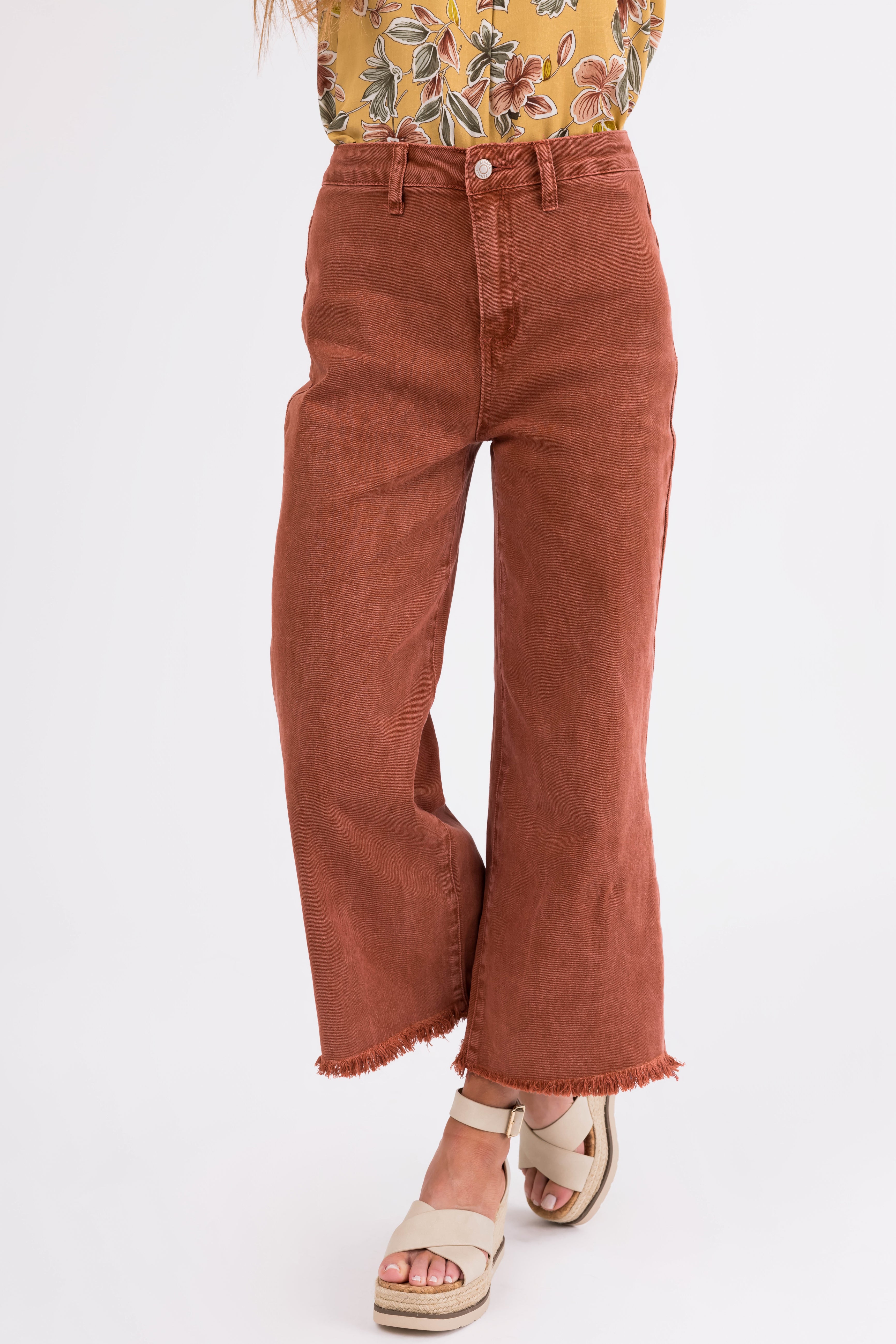 Dark Ginger Acid Wash Straight Jeans-Newayad