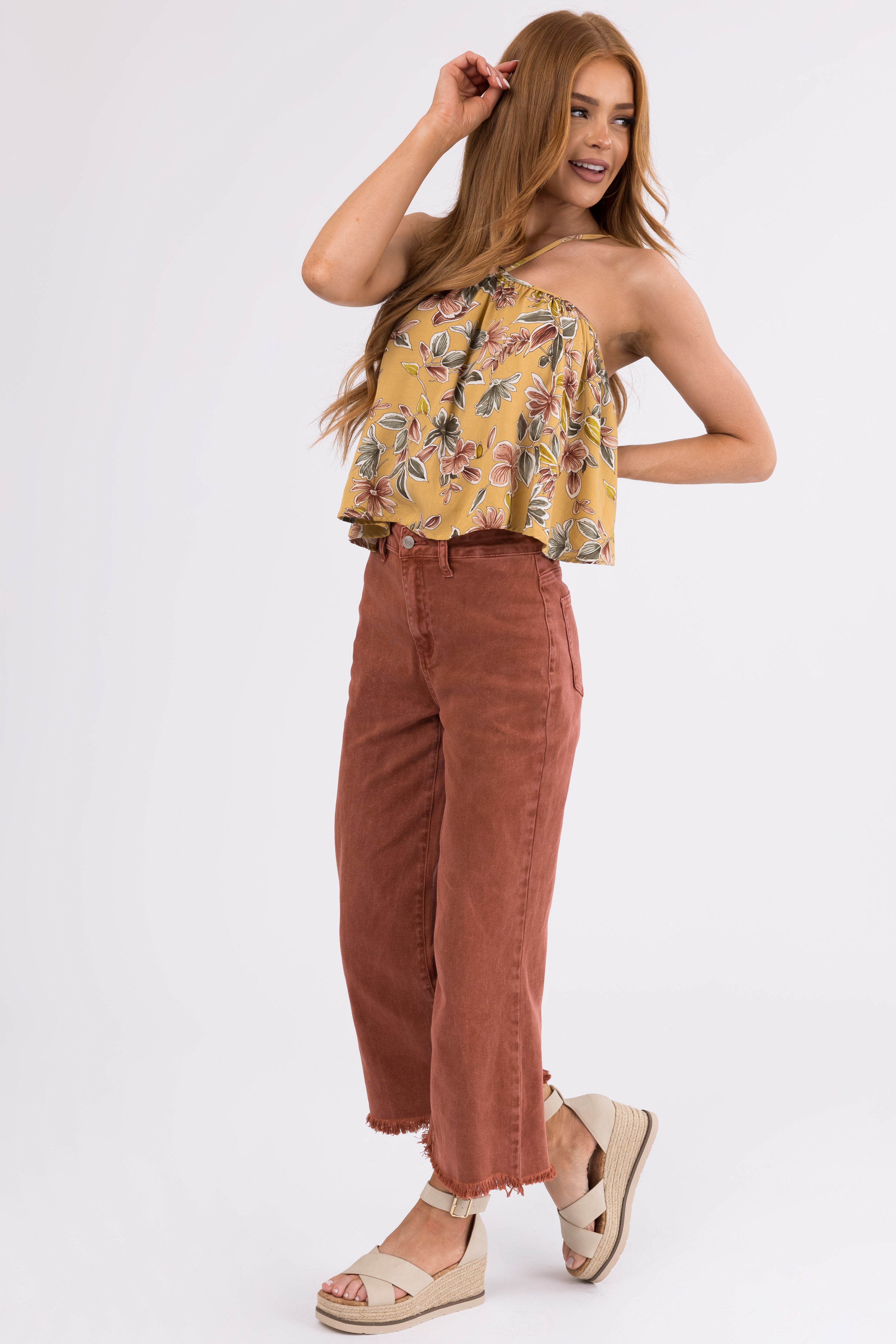 Dark Ginger Acid Wash Straight Jeans-Newayad