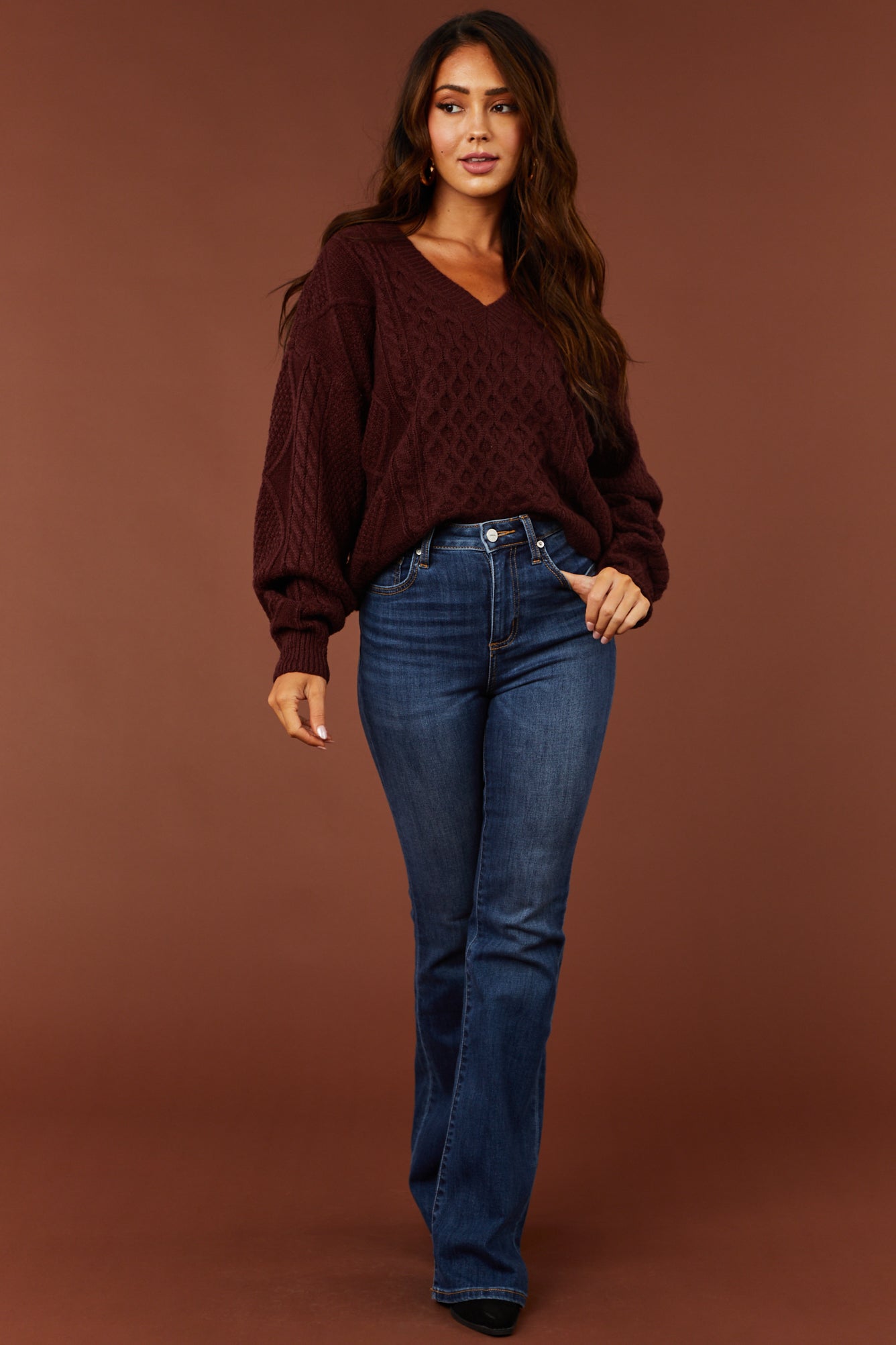 Ceros Dark Wash Super High Rise Flare Denim Jeans-Newayad