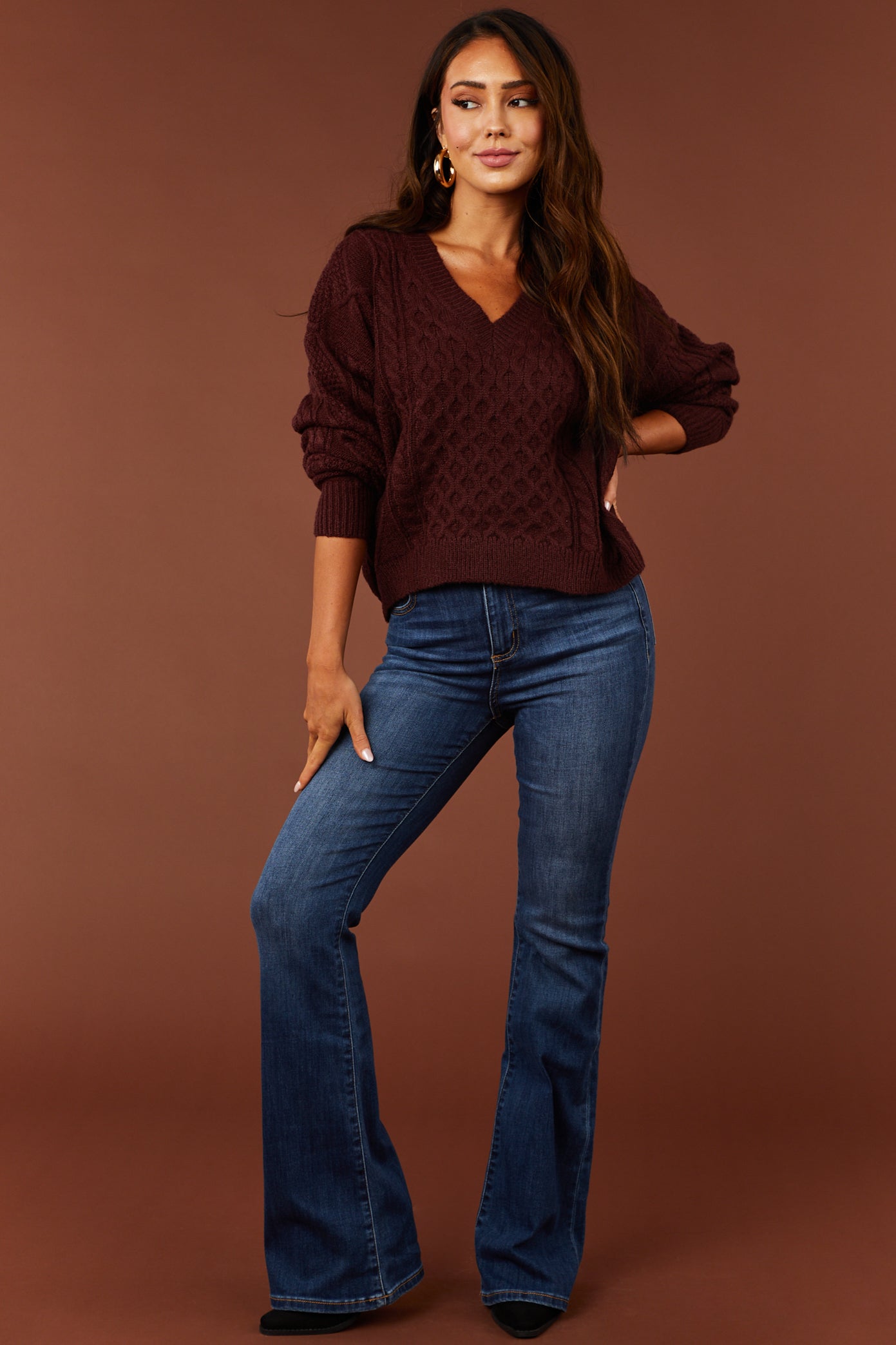 Ceros Dark Wash Super High Rise Flare Denim Jeans-Newayad