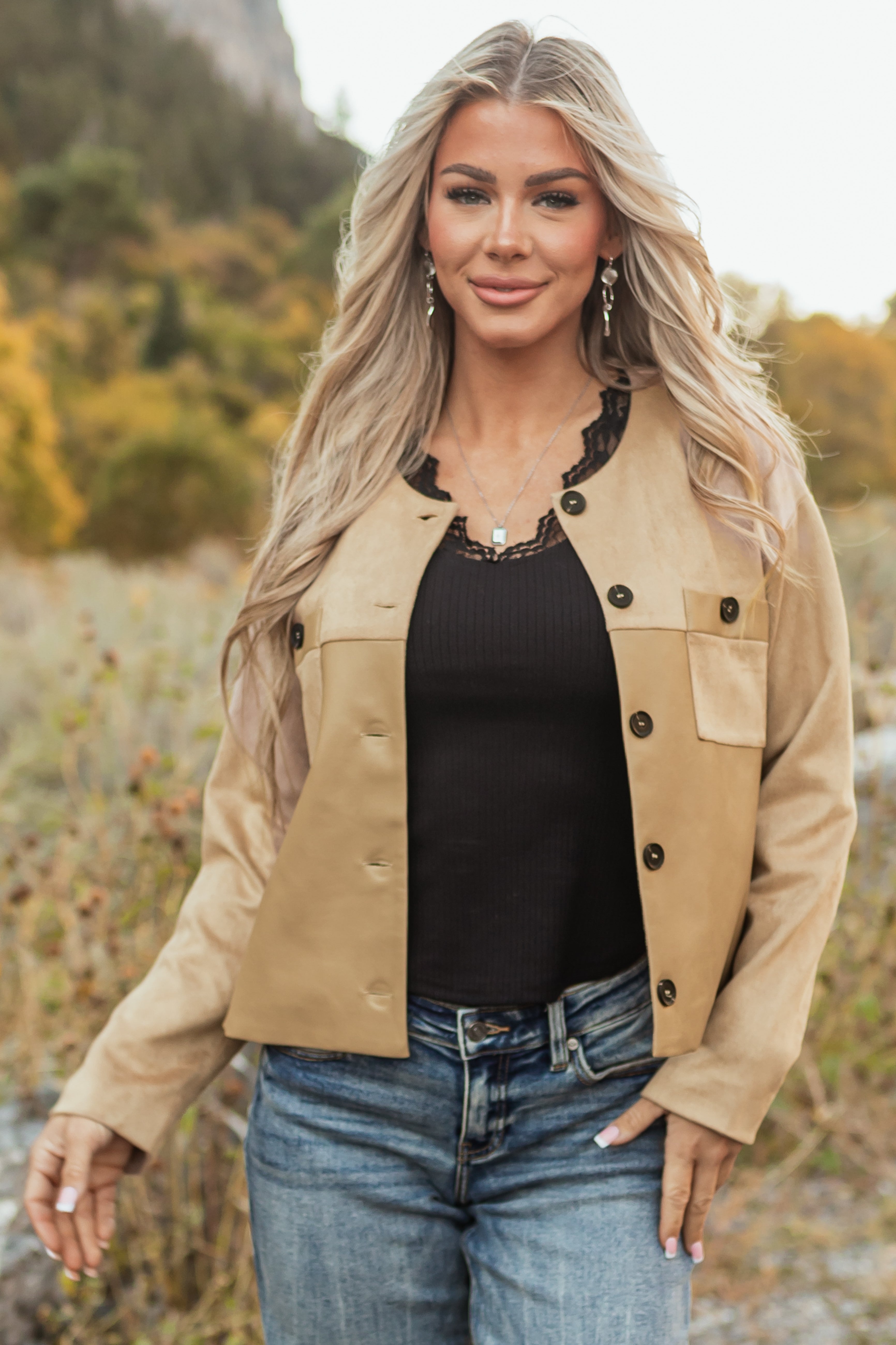 Desert Sand Faux Suede and Leather Jacket-Newayad