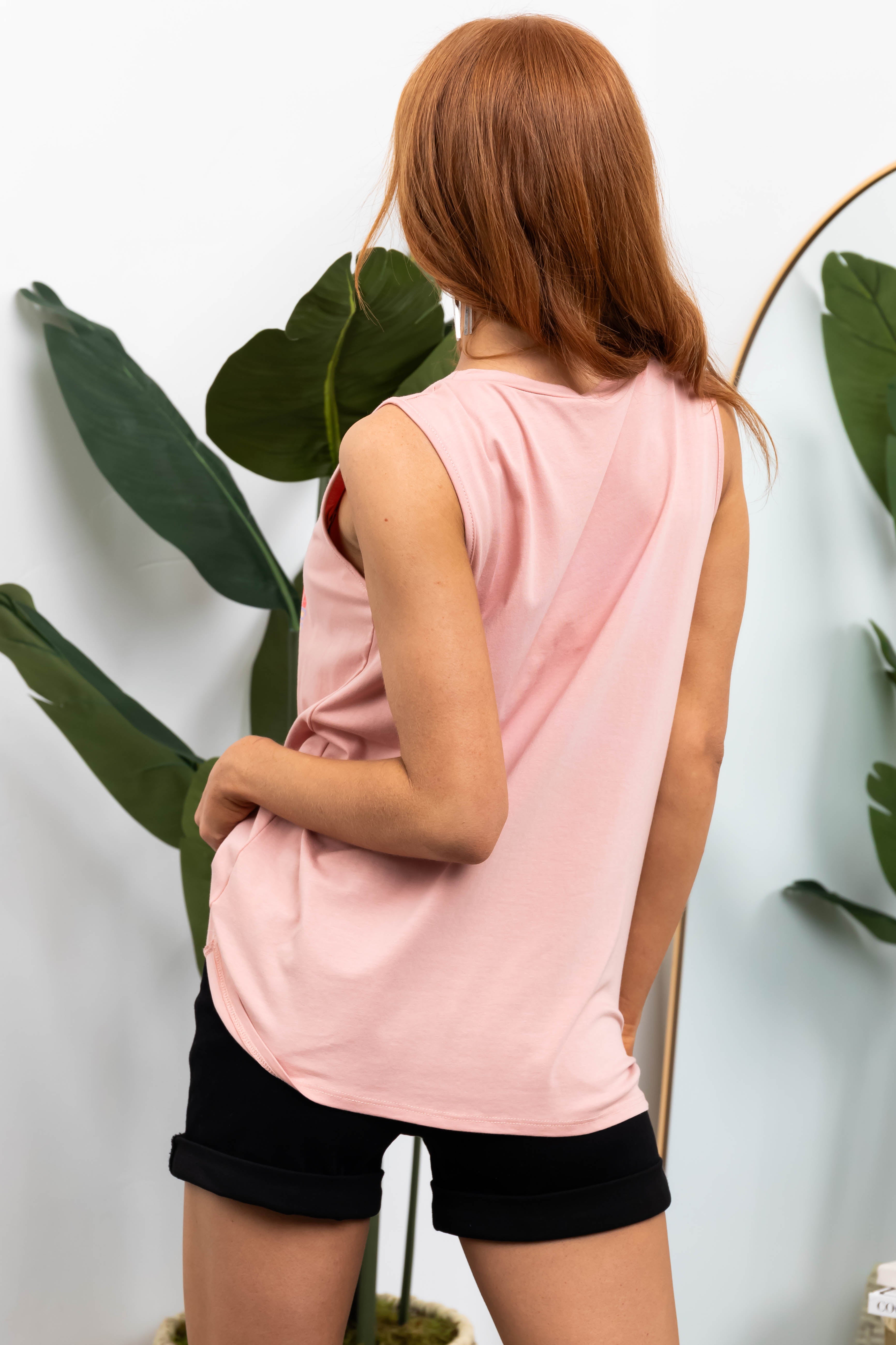 Dusty Blush 'Desert Vibes' Graphic Knit Tank Top-Newayad