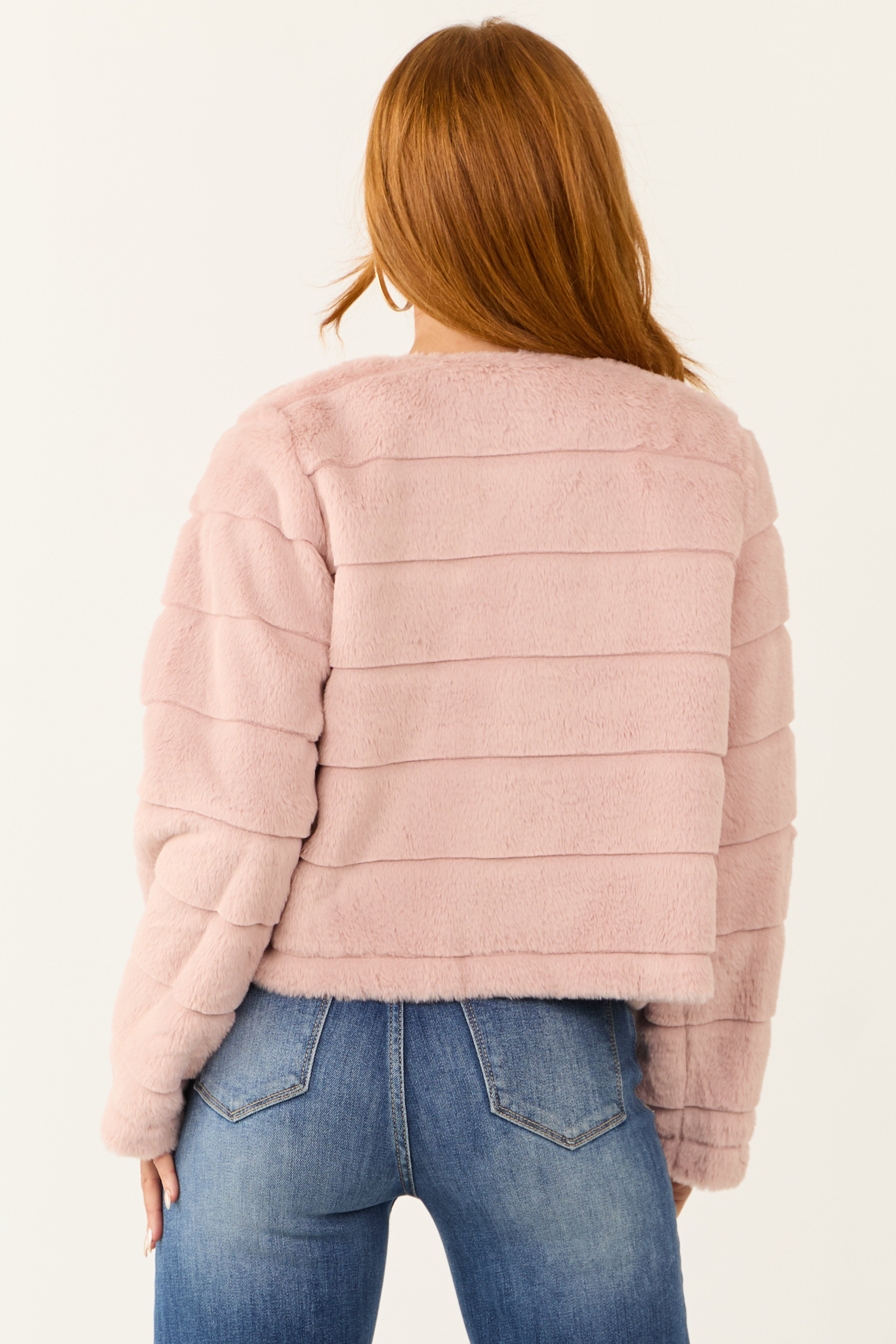 Dusty Blush Fuzzy Soft Long Sleeve Jacket-Newayad