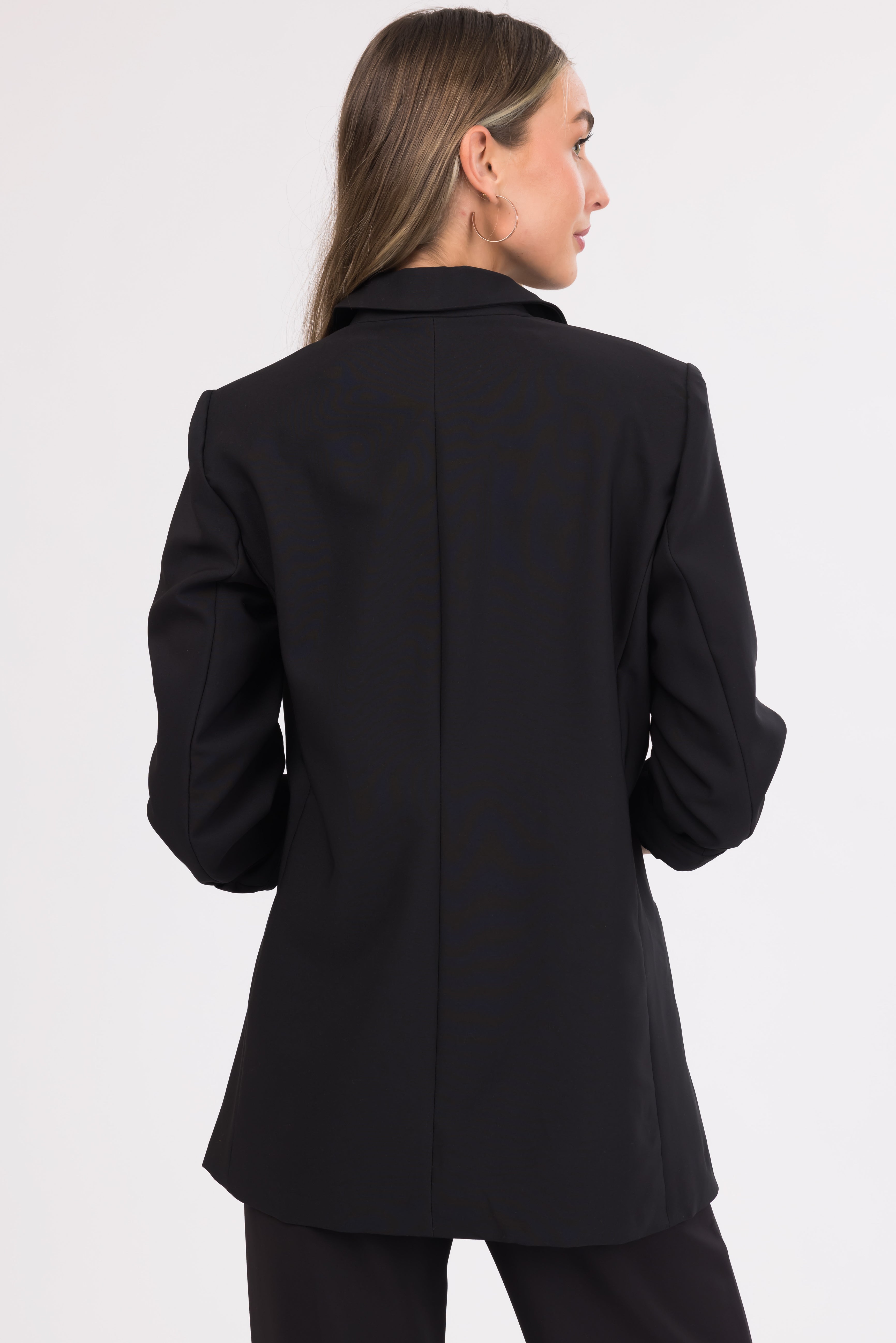 Emily Black Longline Open Blazer-Newayad