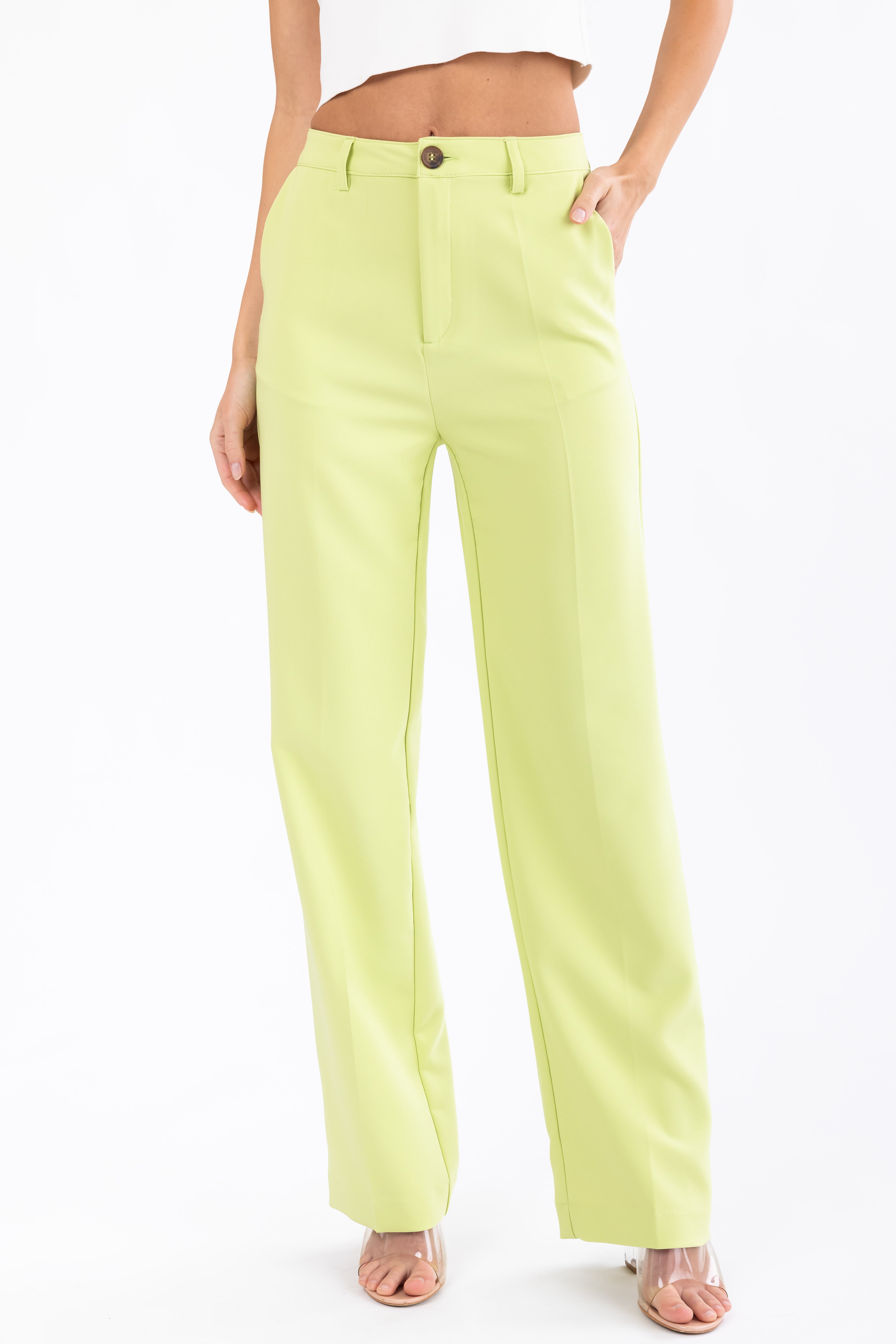 Emily Key Lime Straight Leg Dress Pants-Newayad