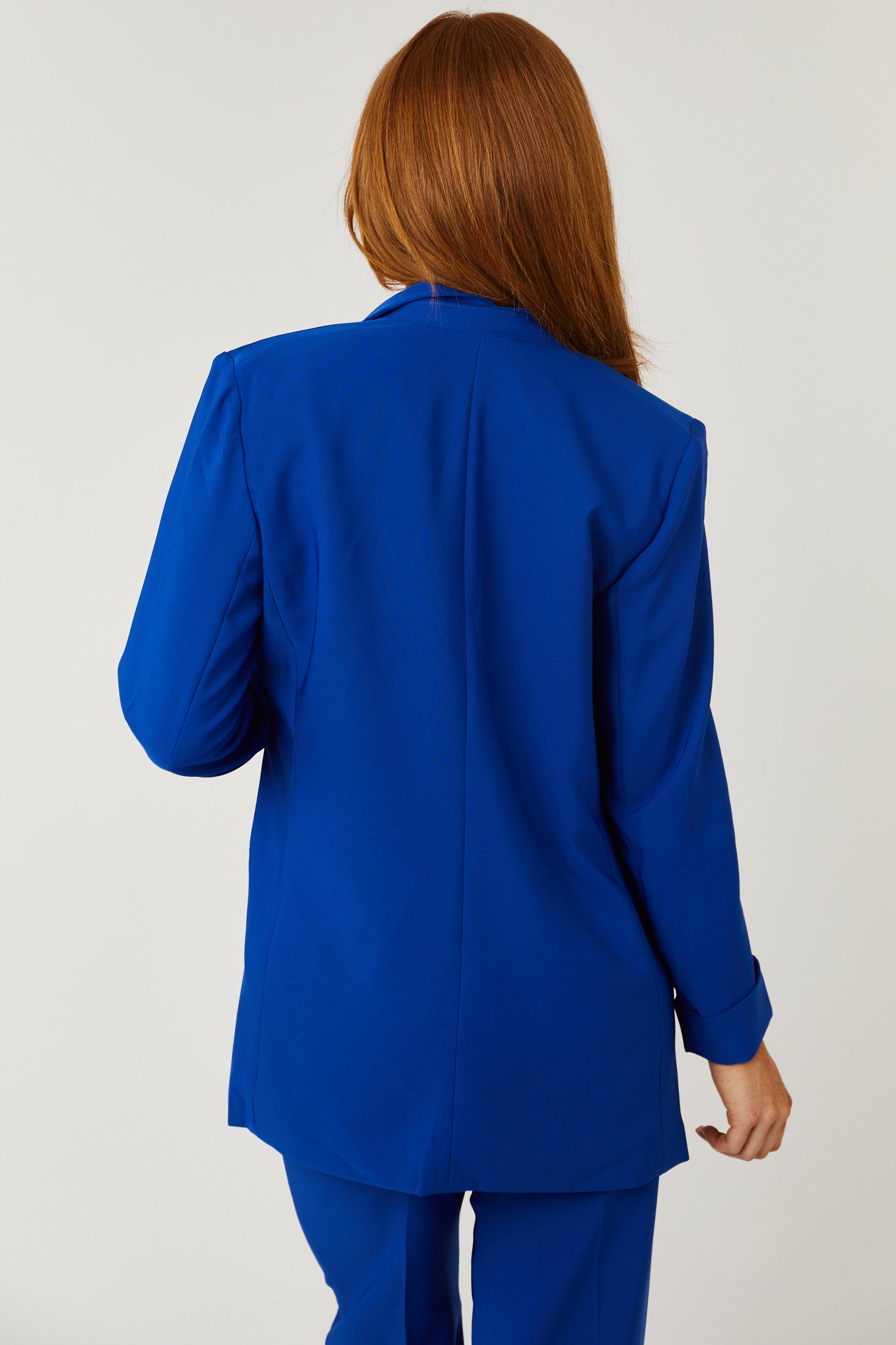 Emily Royal Blue Longline Open Blazer-Newayad