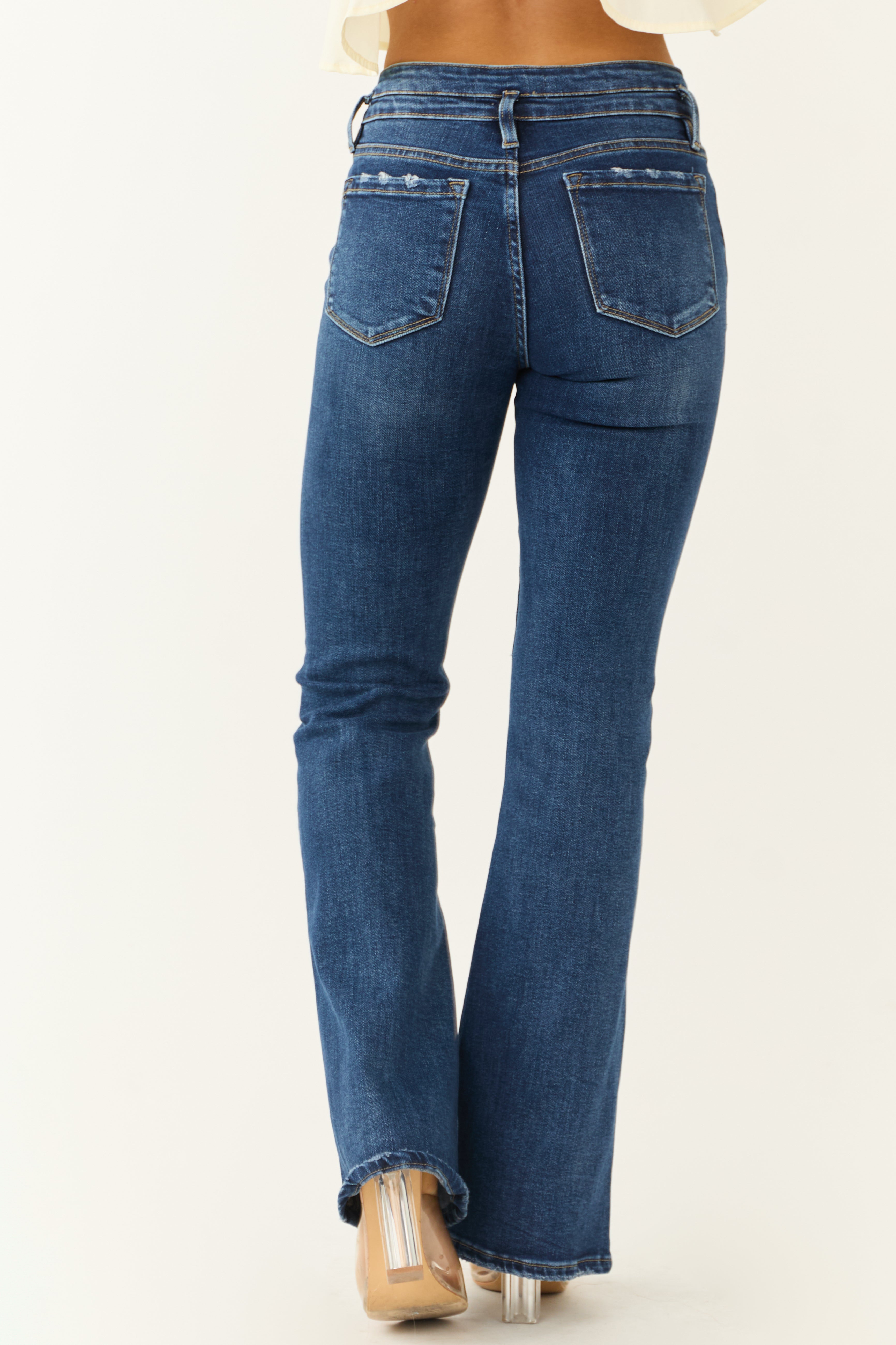 Flying Monkey High Rise Front Seam Split Jeans-Newayad