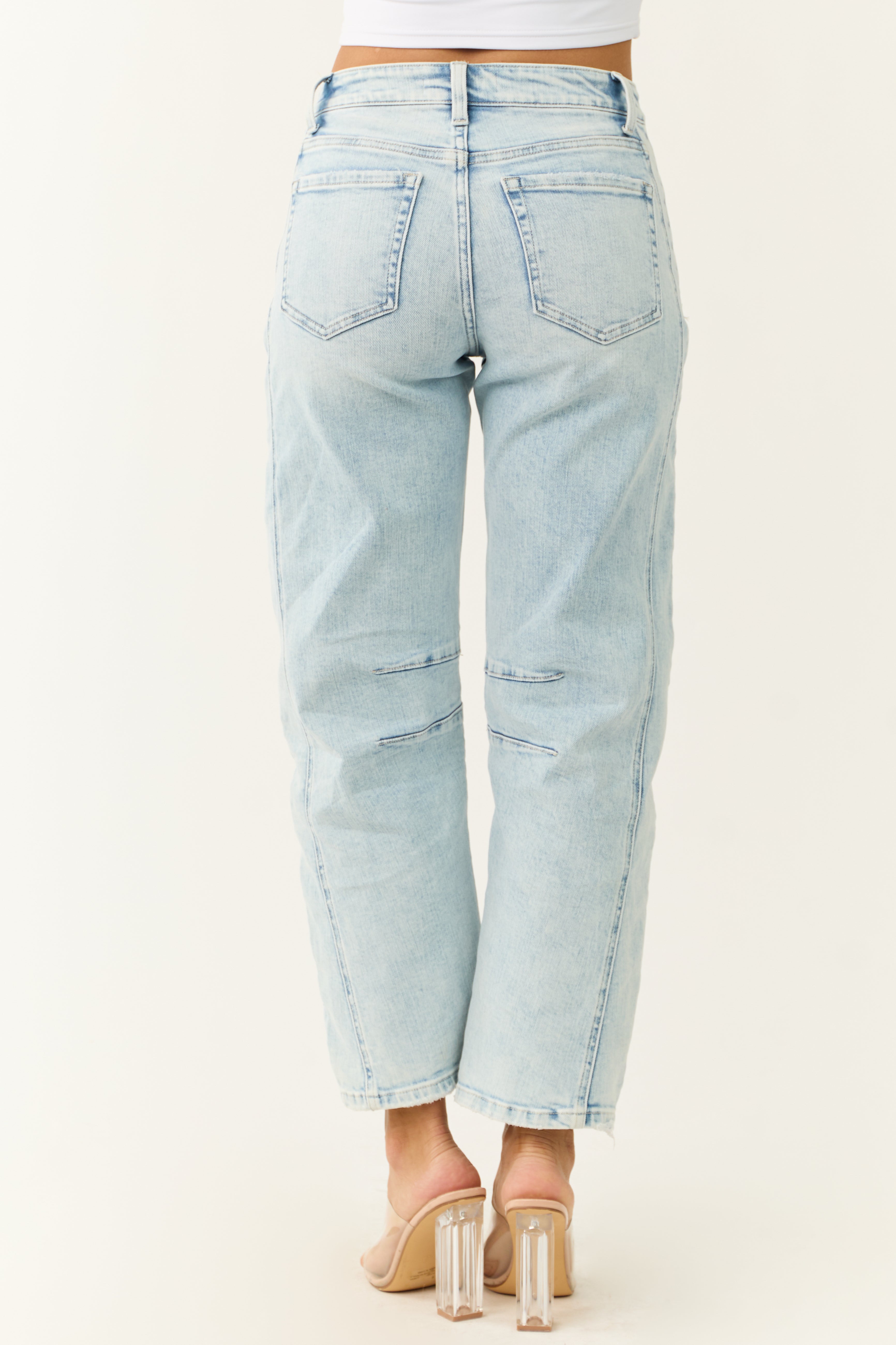 Flying Monkey Light Wash High Rise Barrel Jeans-Newayad
