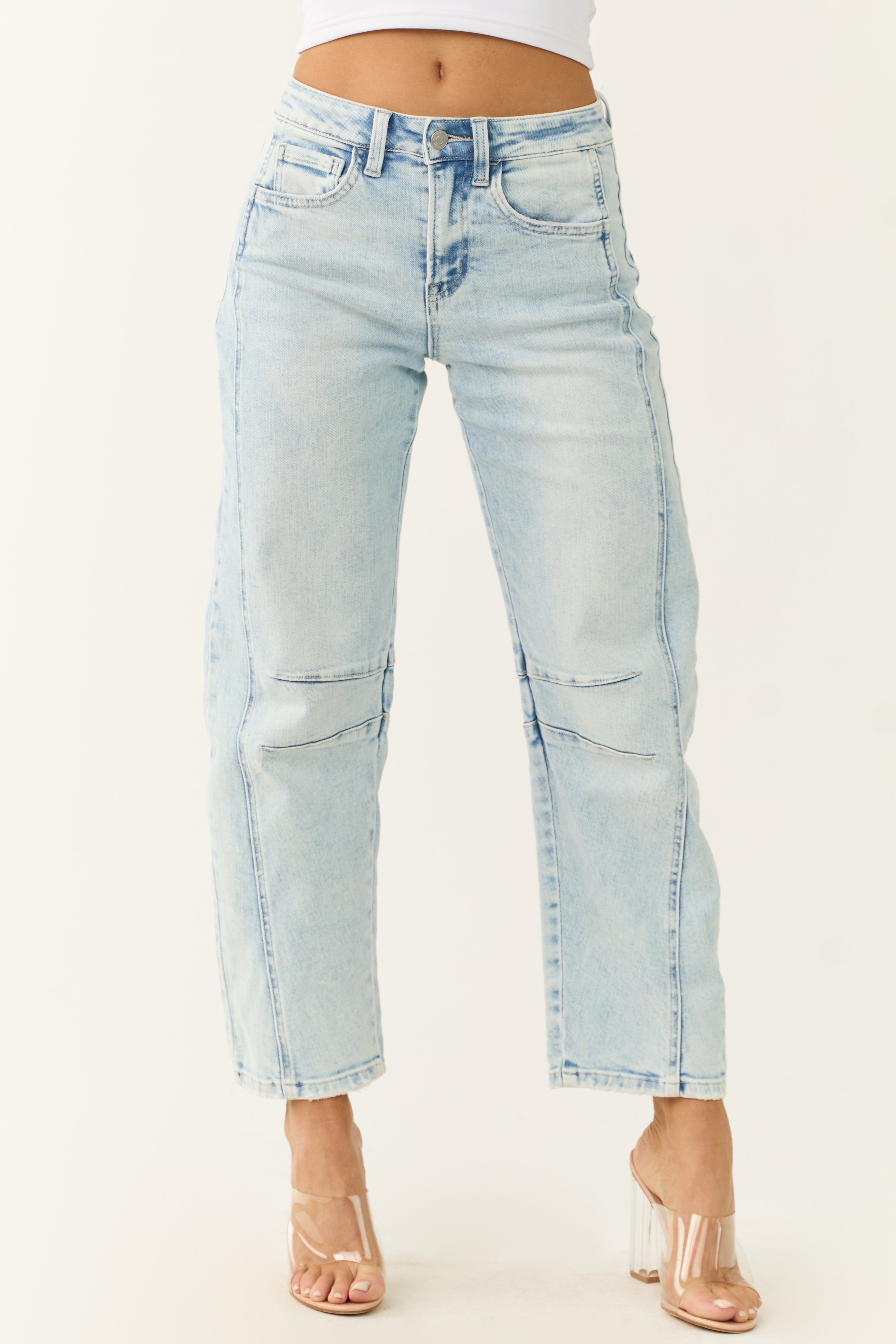 Flying Monkey Light Wash High Rise Barrel Jeans-Newayad