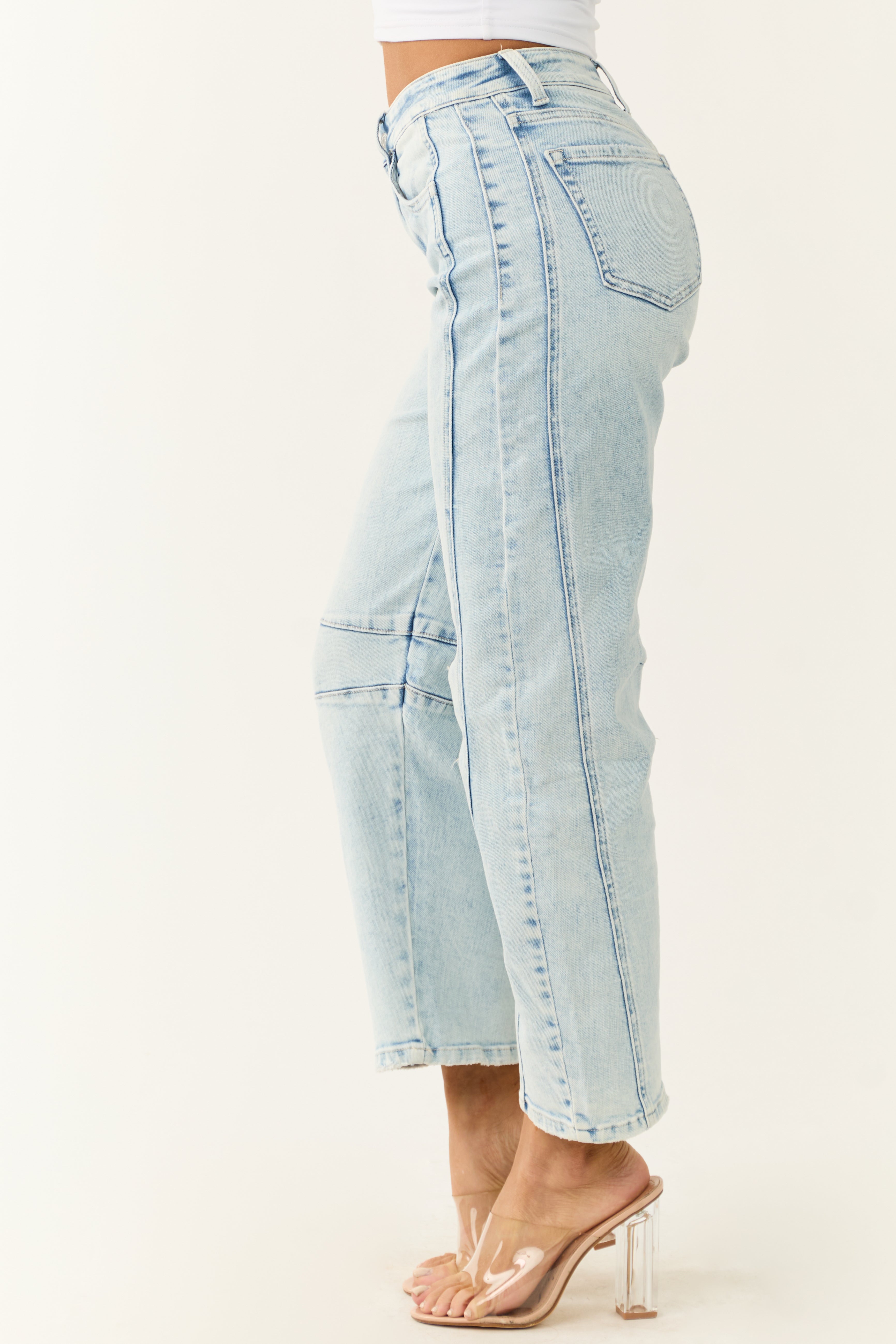 Flying Monkey Light Wash High Rise Barrel Jeans-Newayad