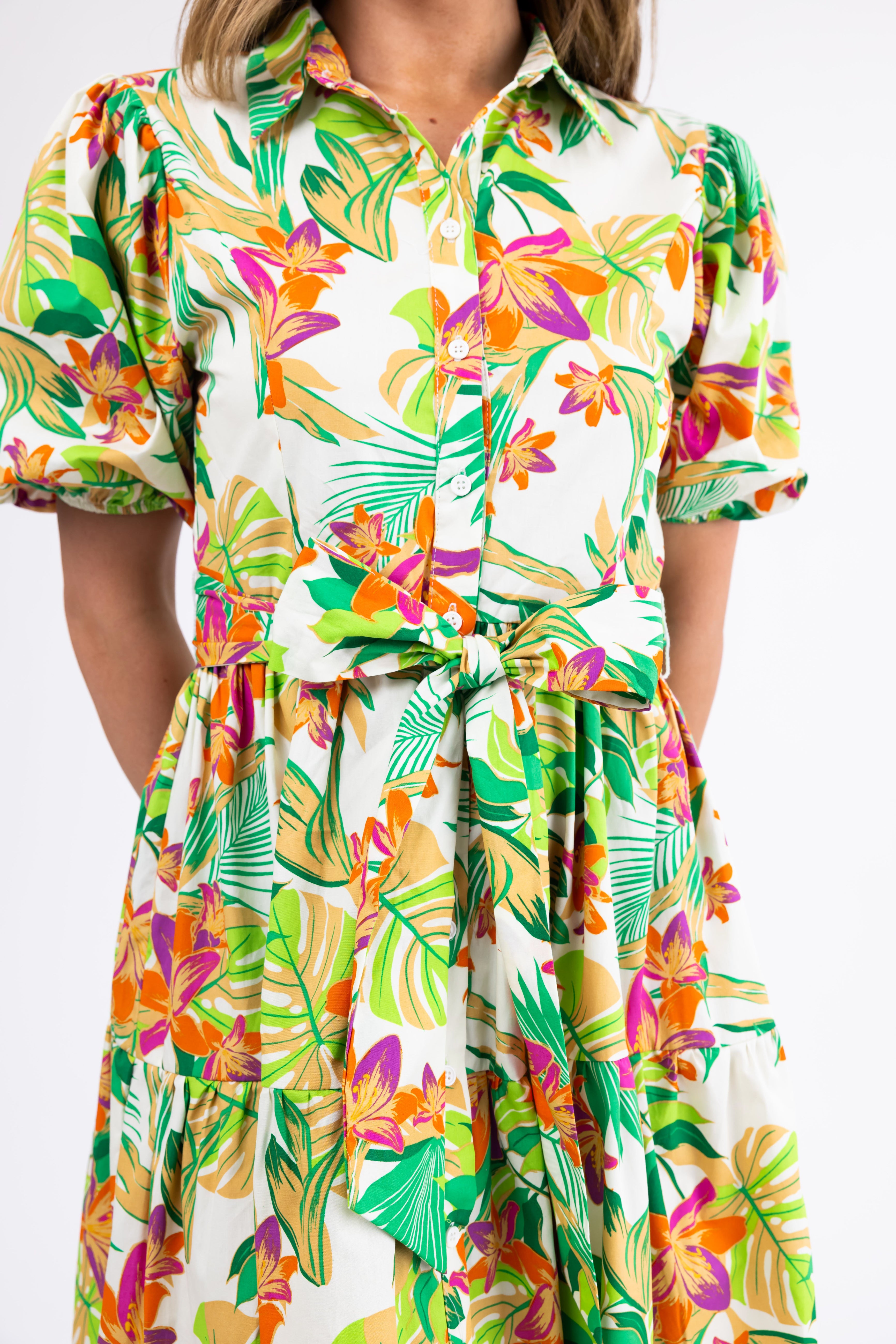 Flying Tomato Cream Floral Midi Dress-Newayad