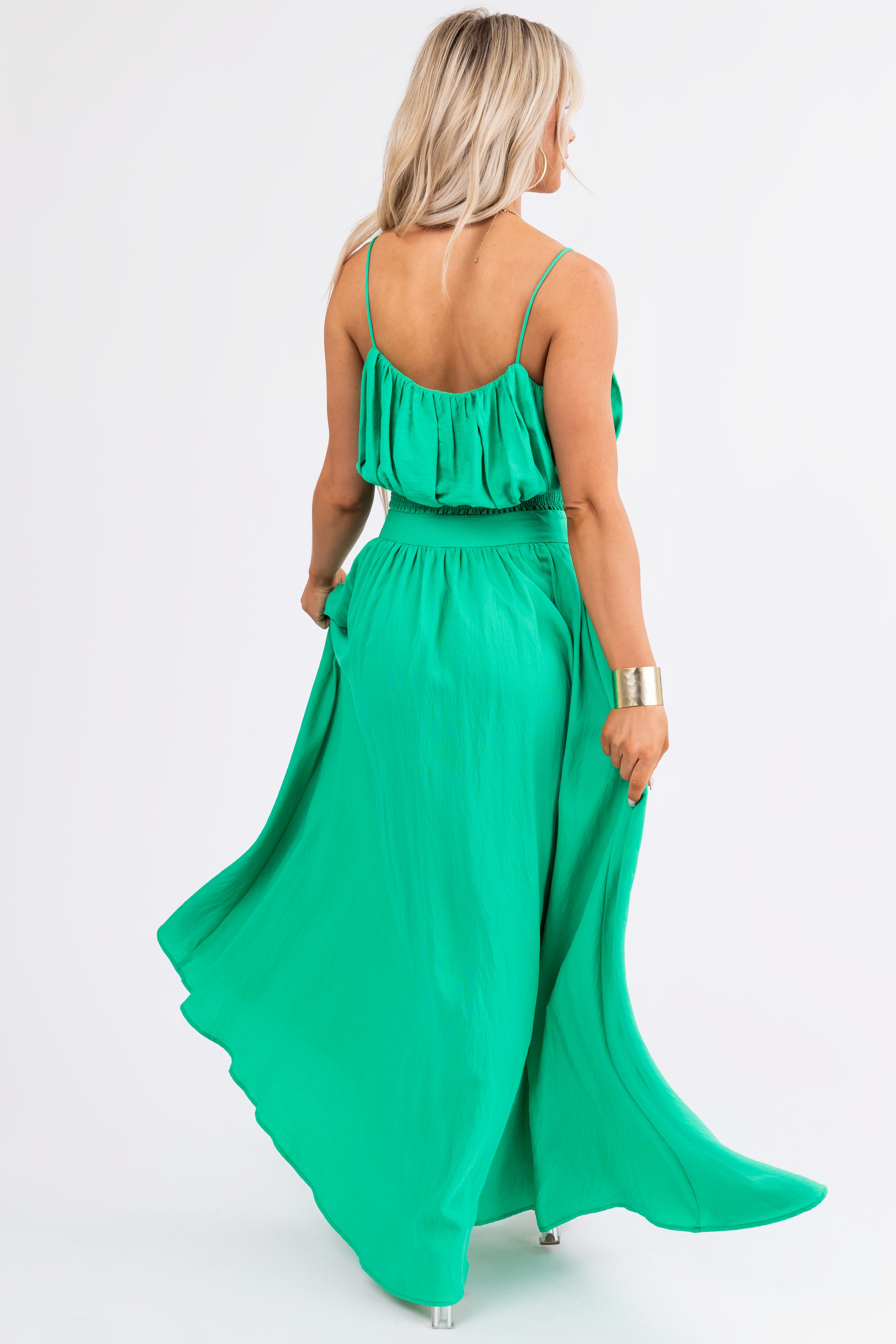 Flying Tomato Kelly Green Crop Top and Maxi Skirt-Newayad