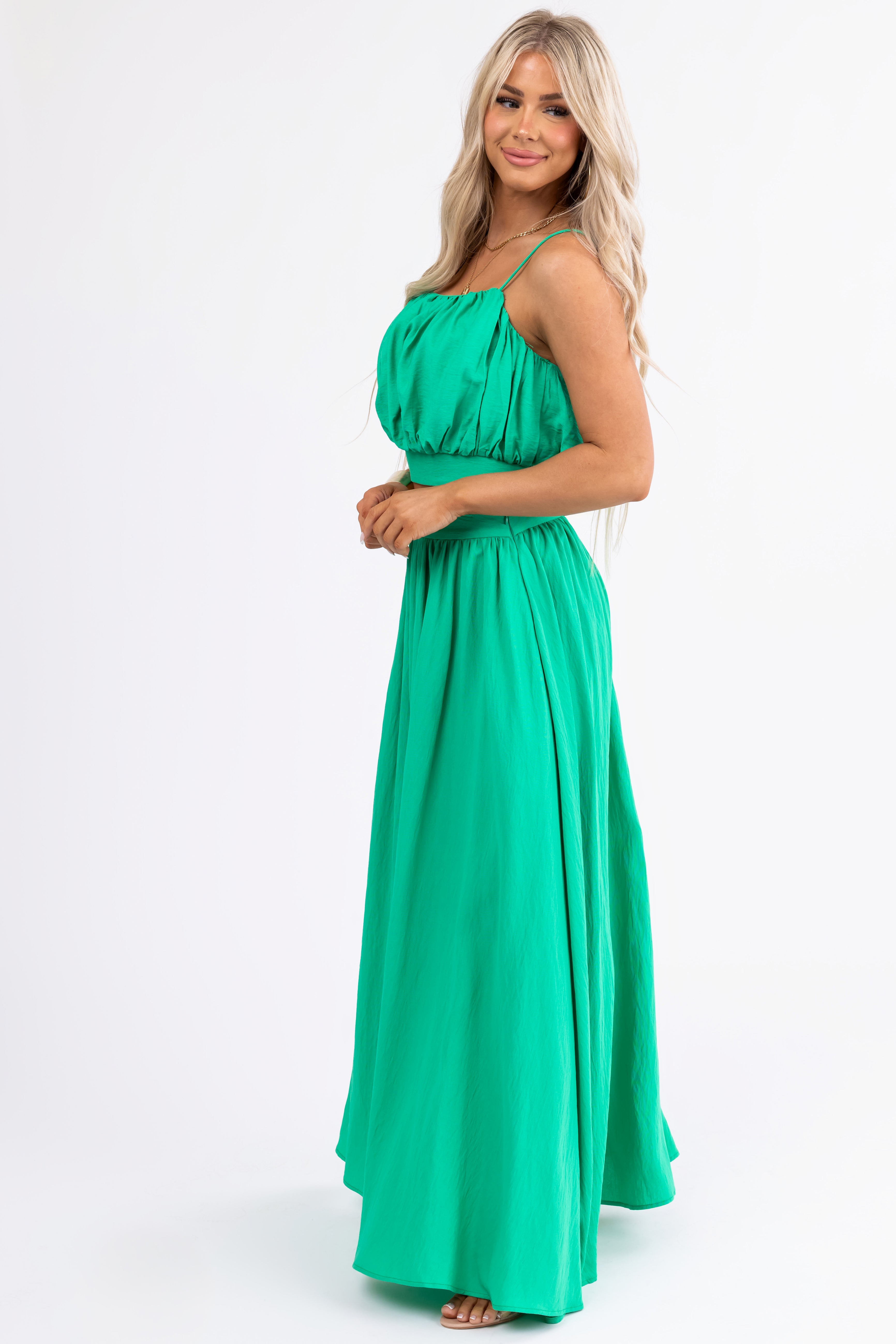 Flying Tomato Kelly Green Crop Top and Maxi Skirt-Newayad