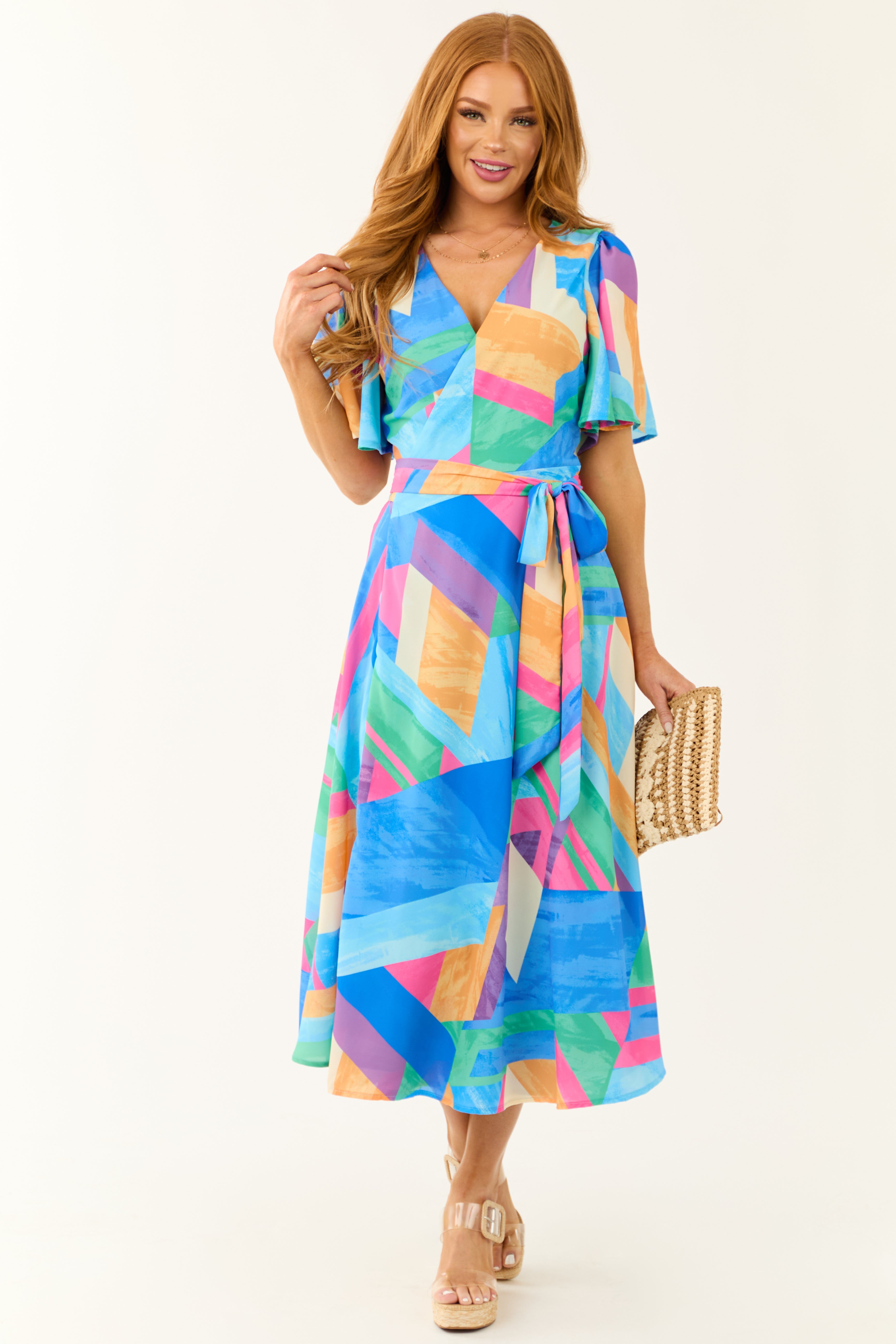 Flying Tomato Royal Blue Wrap Midi Dress-Newayad