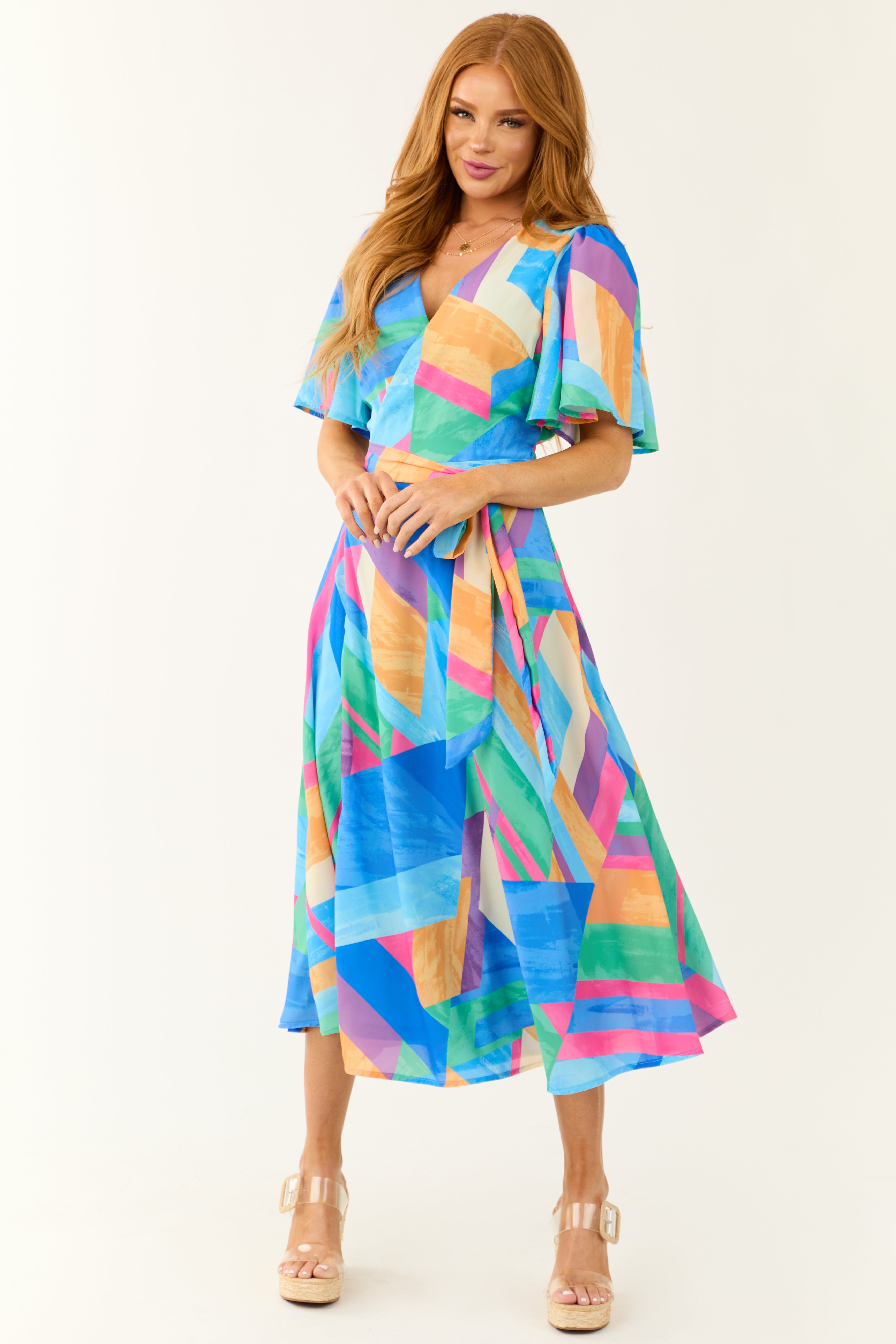Flying Tomato Royal Blue Wrap Midi Dress-Newayad