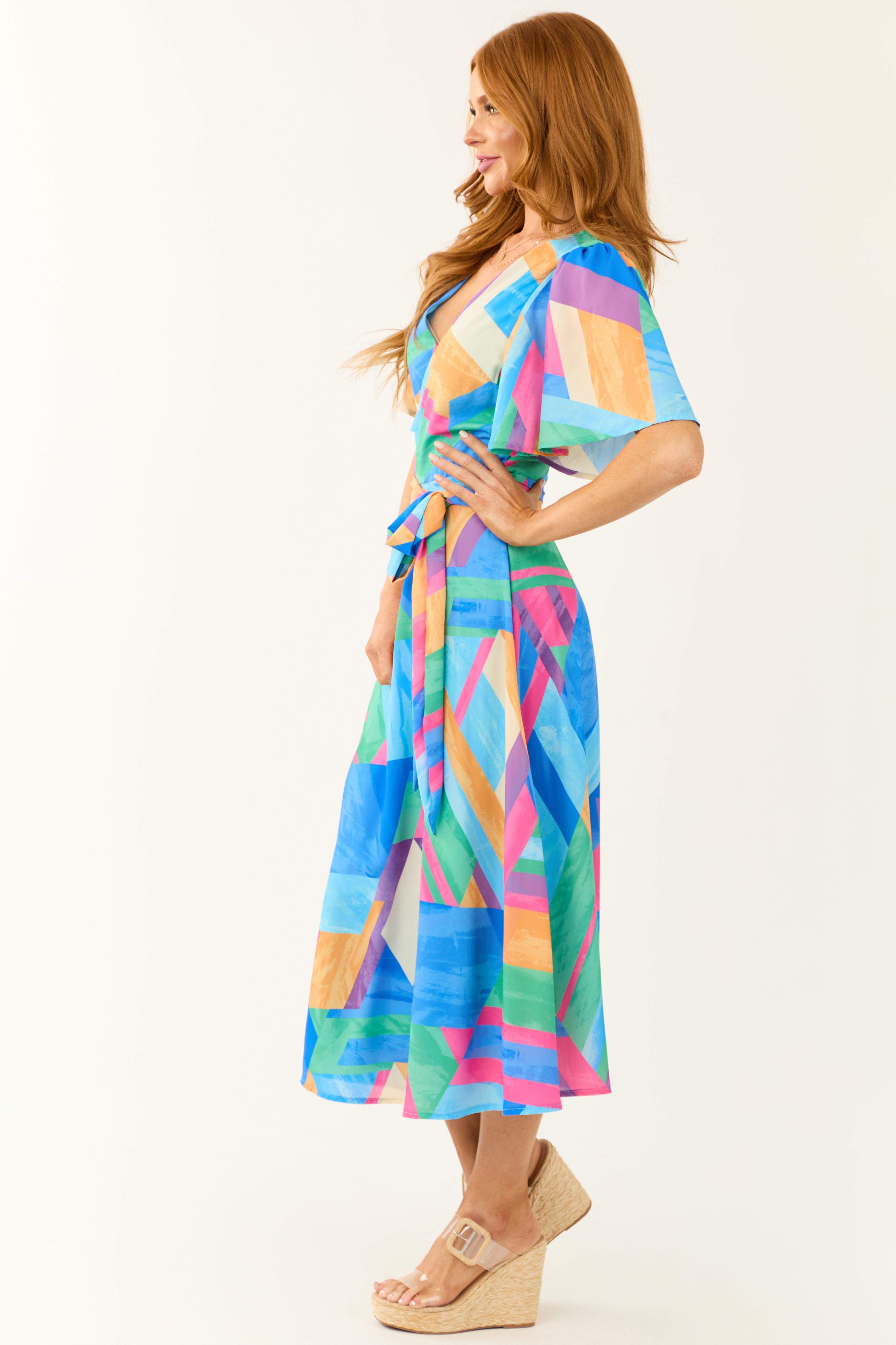 Flying Tomato Royal Blue Wrap Midi Dress-Newayad