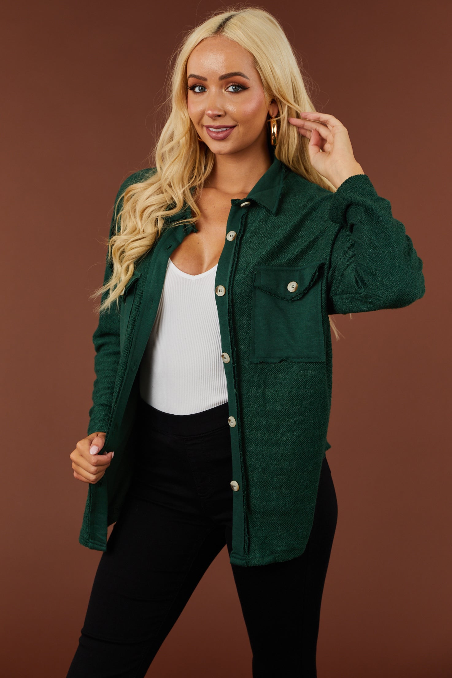 Forest French Terry Relaxed Shirt Jacket-Newayad