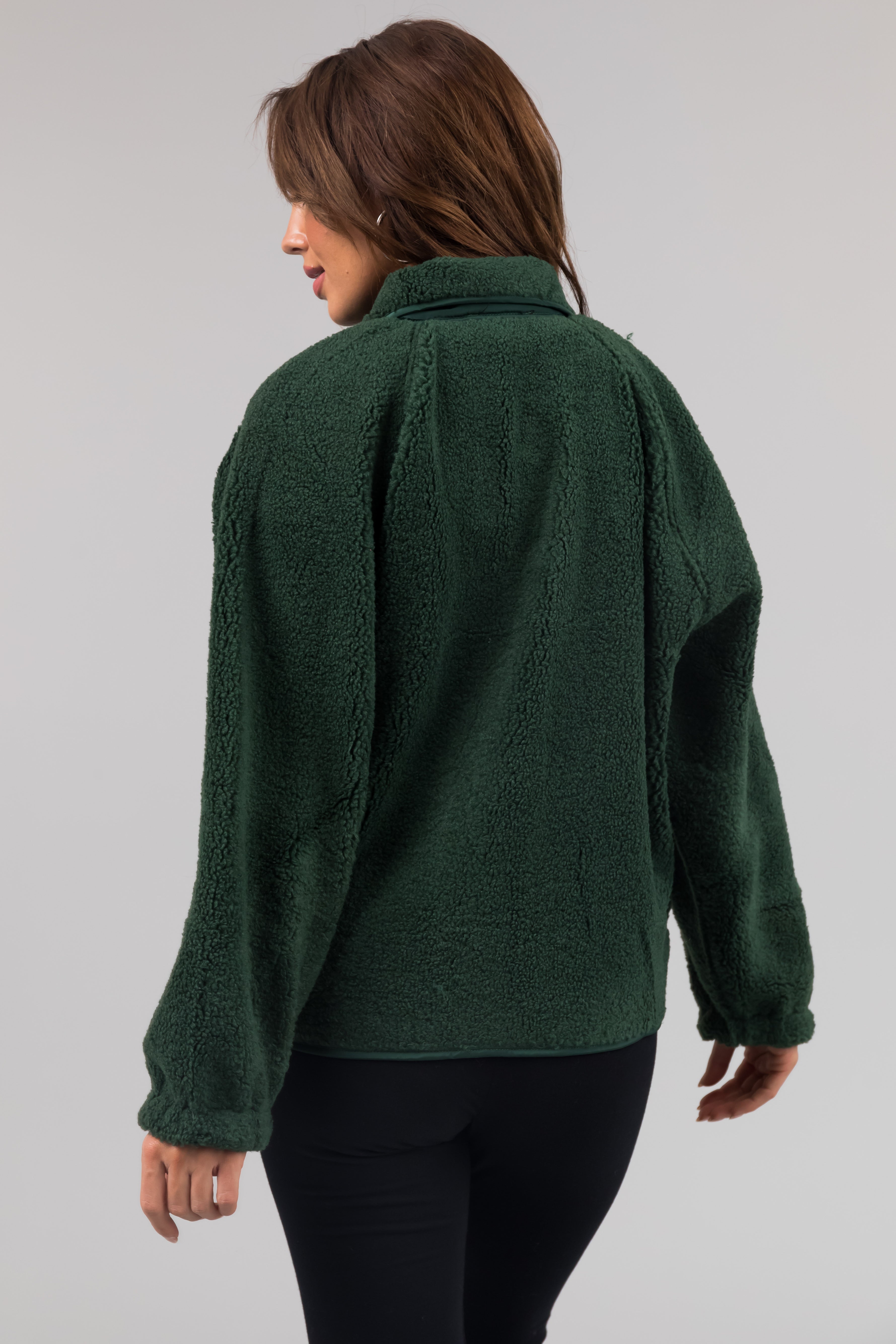 Forest Snap Button Down Sherpa Jacket-Newayad