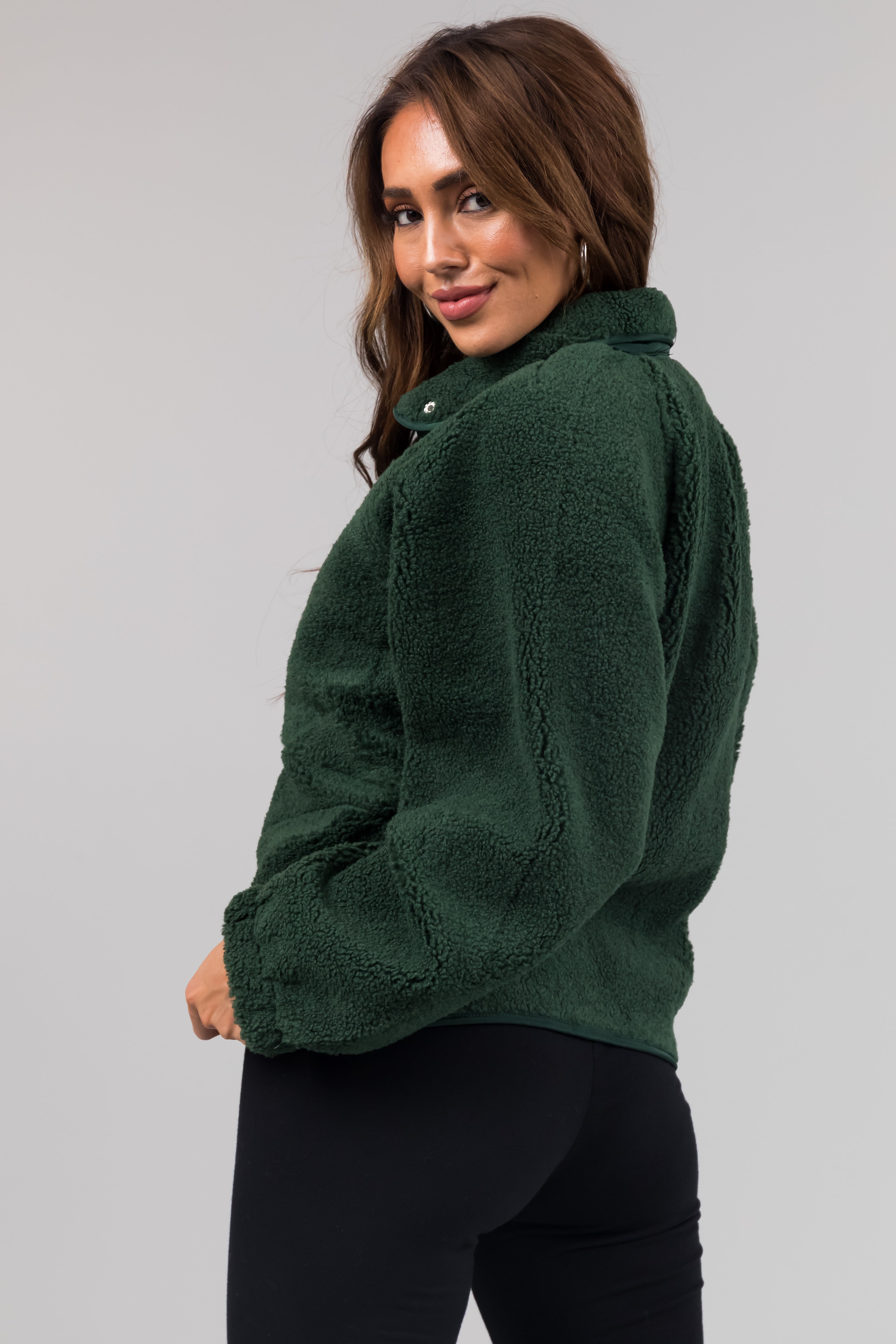 Forest Snap Button Down Sherpa Jacket-Newayad