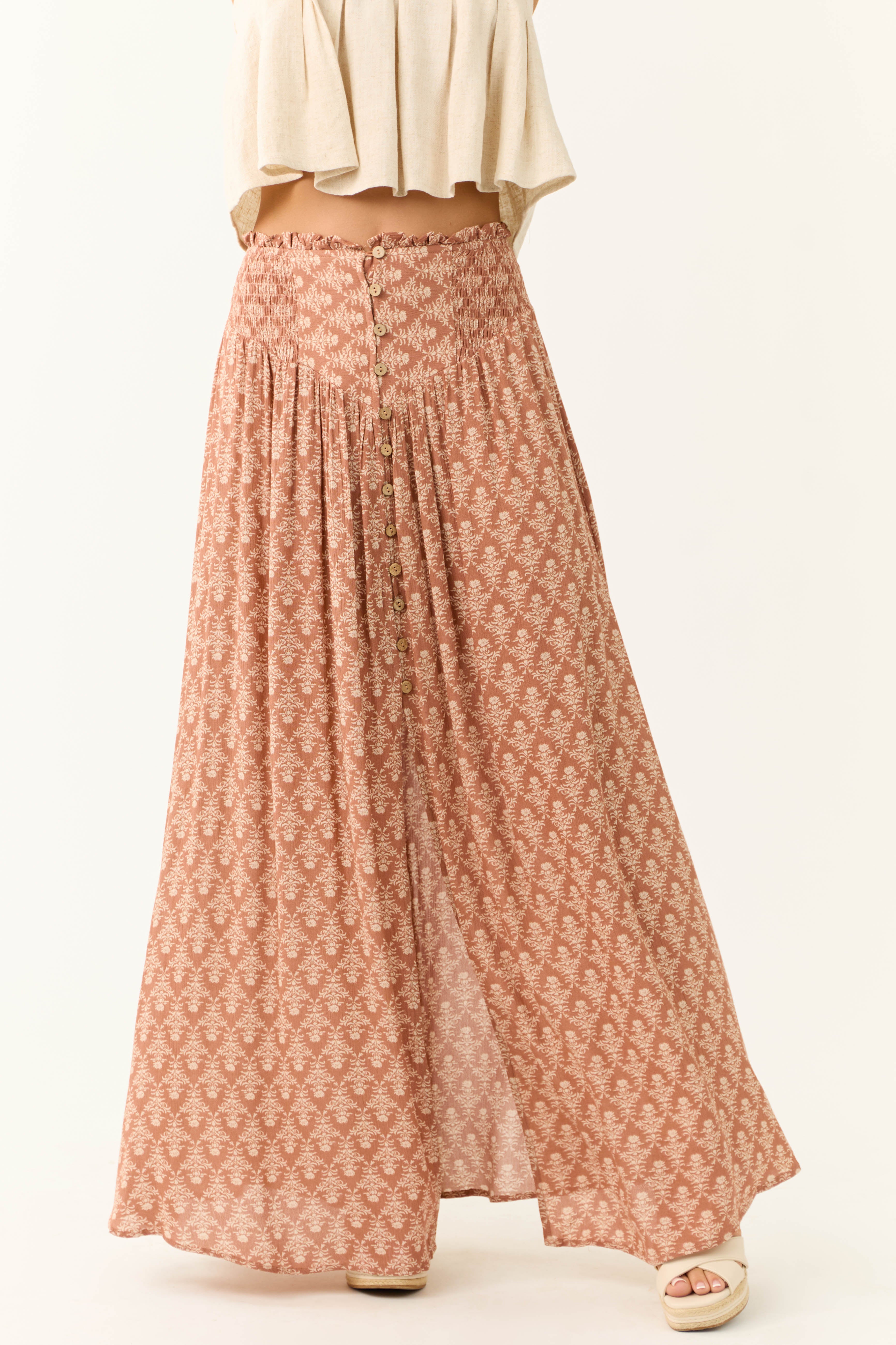 Ginger Abstract Floral Print Maxi Skirt-Newayad