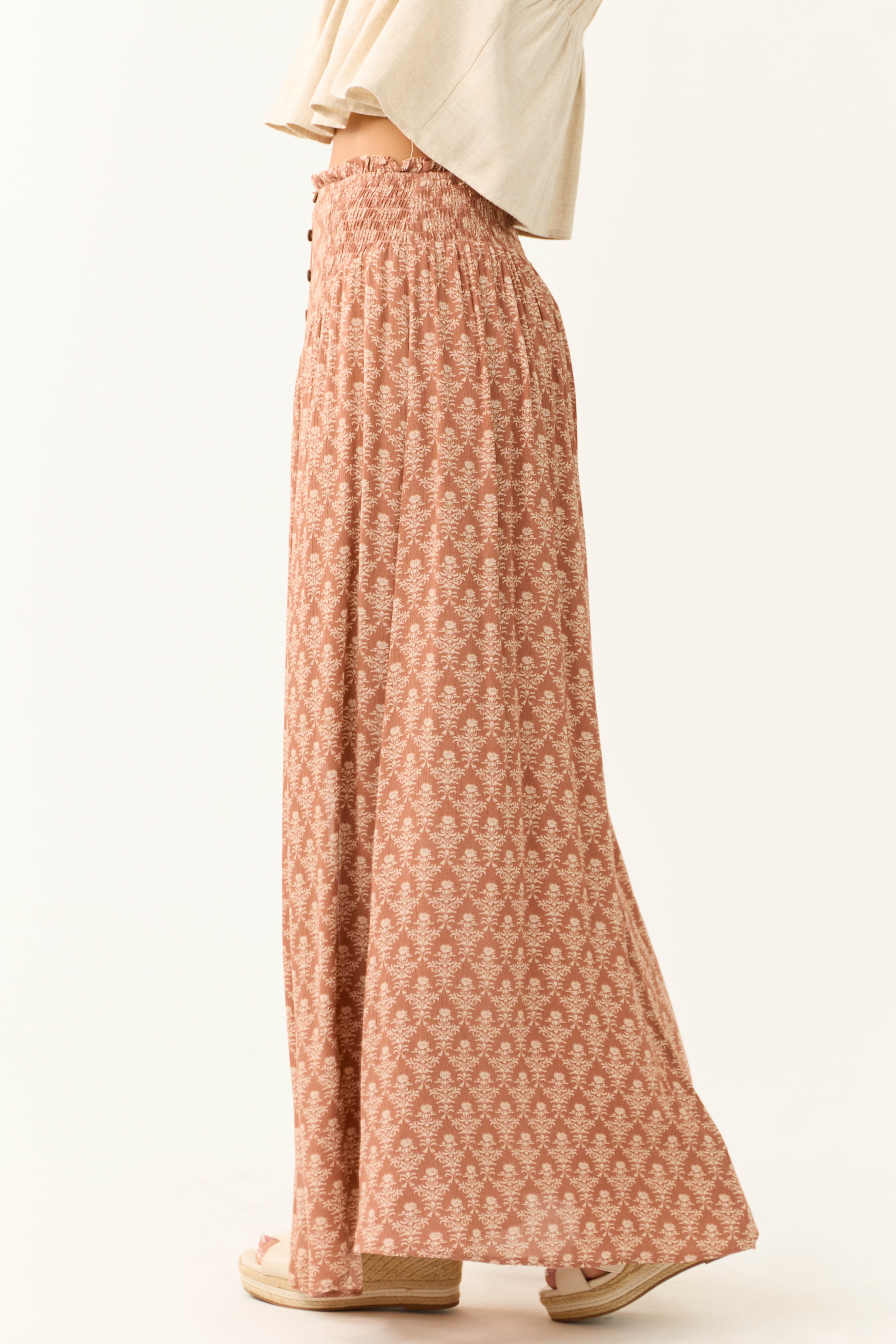 Ginger Abstract Floral Print Maxi Skirt-Newayad