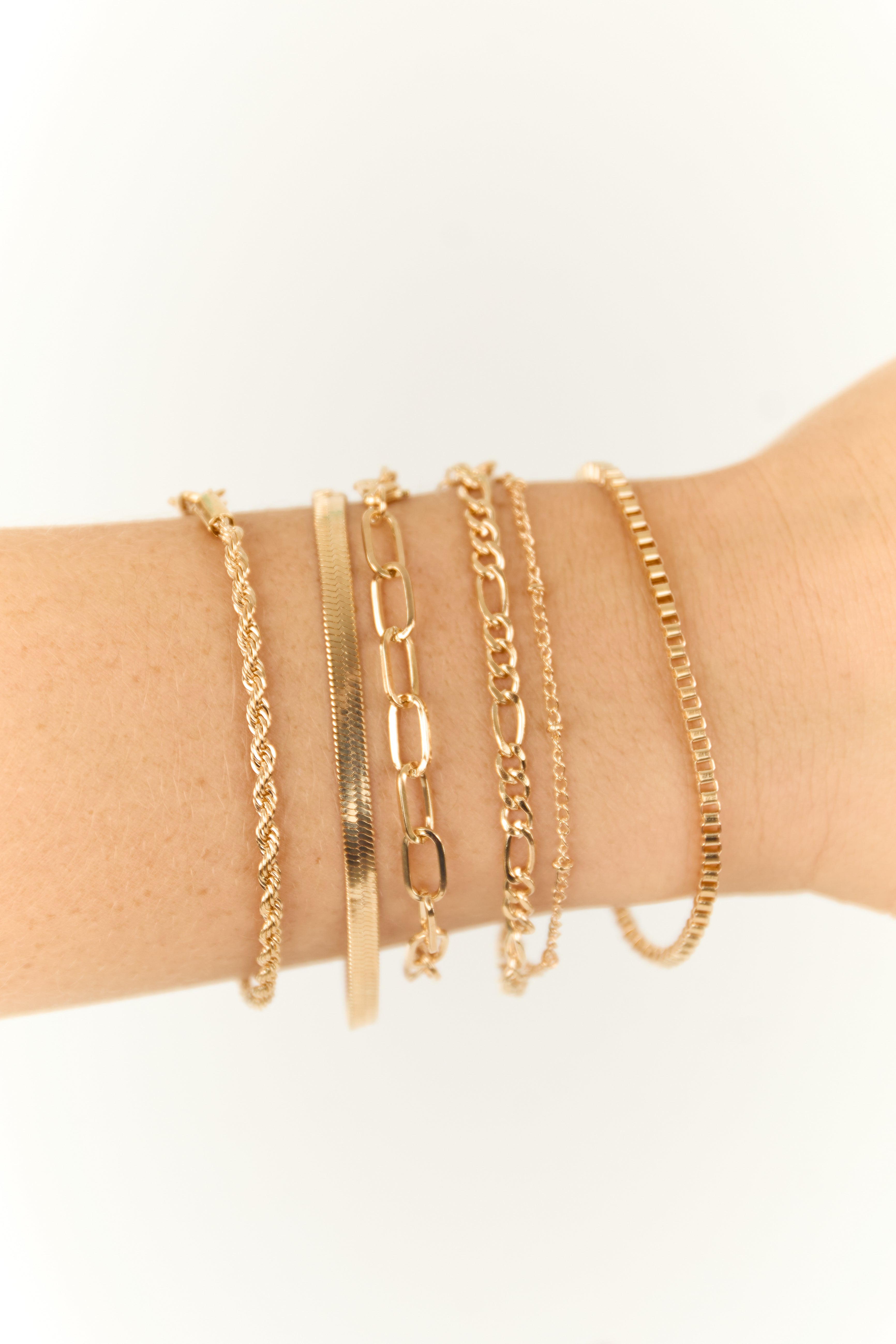 Gold Multi Style 6 Chain Bracelets-Newayad